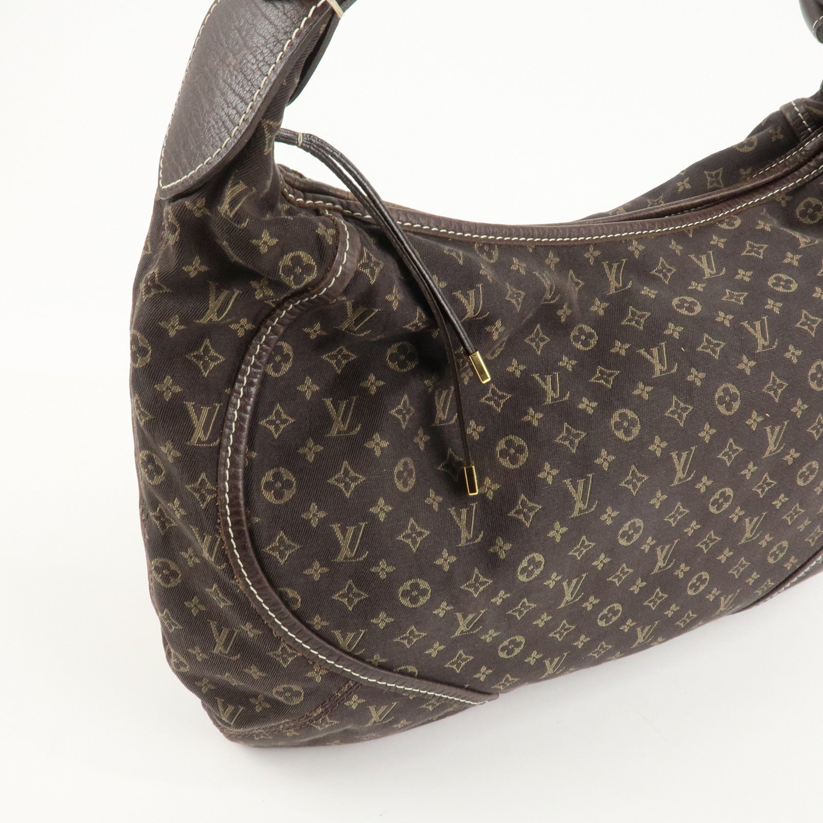 Louis Vuitton Monogram Mini Lin Manon MM Shoulder Bag Ebene M95619 Used