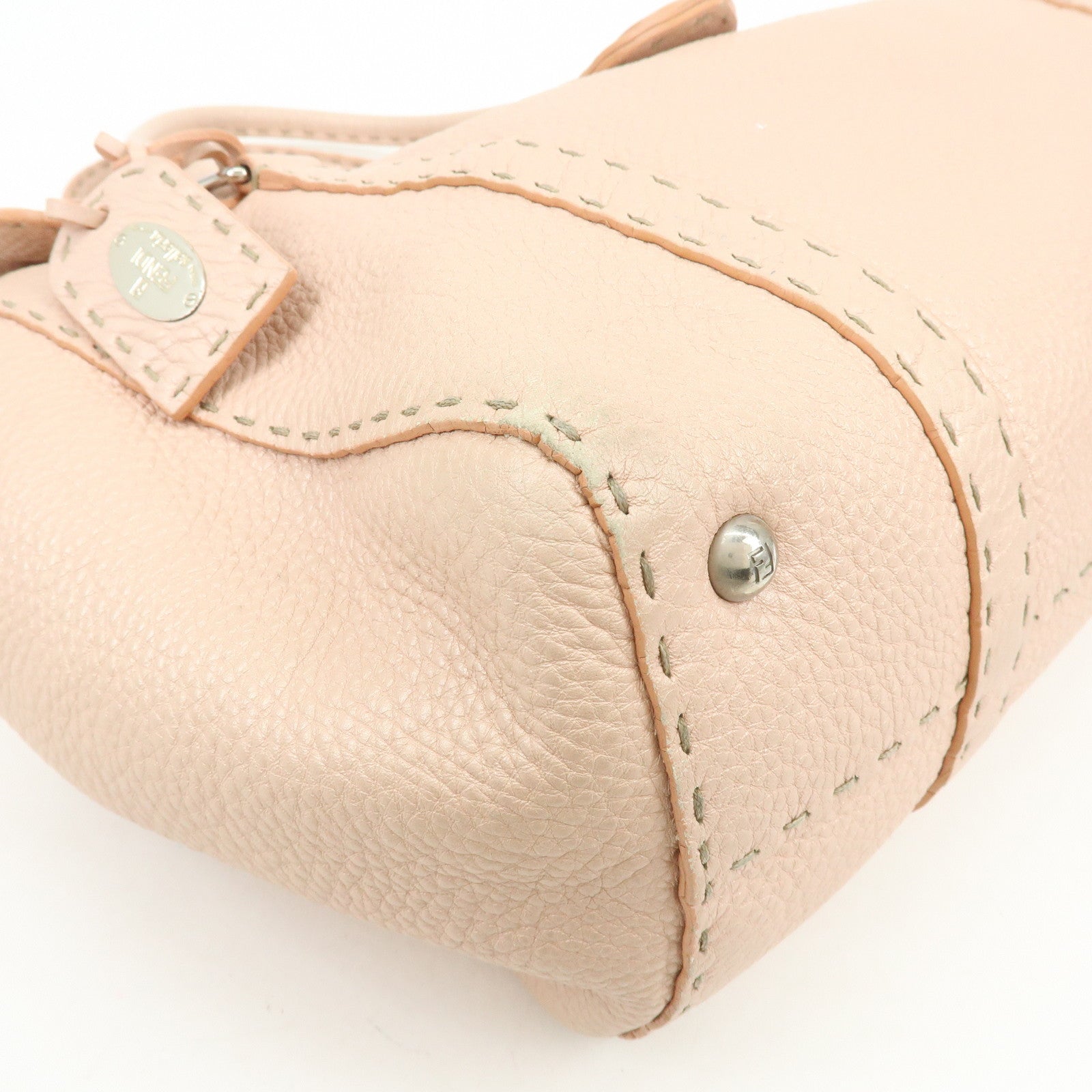 FENDI Selleria Leather Hand Bag Shoulder Bag Pink 8BR458