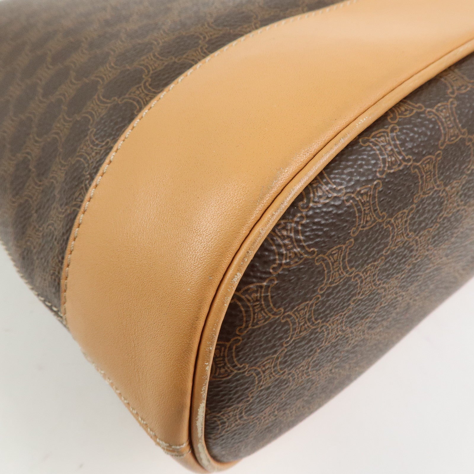 CELINE Macadam PVC Leather Shoulder Bag Hand Bag Brown