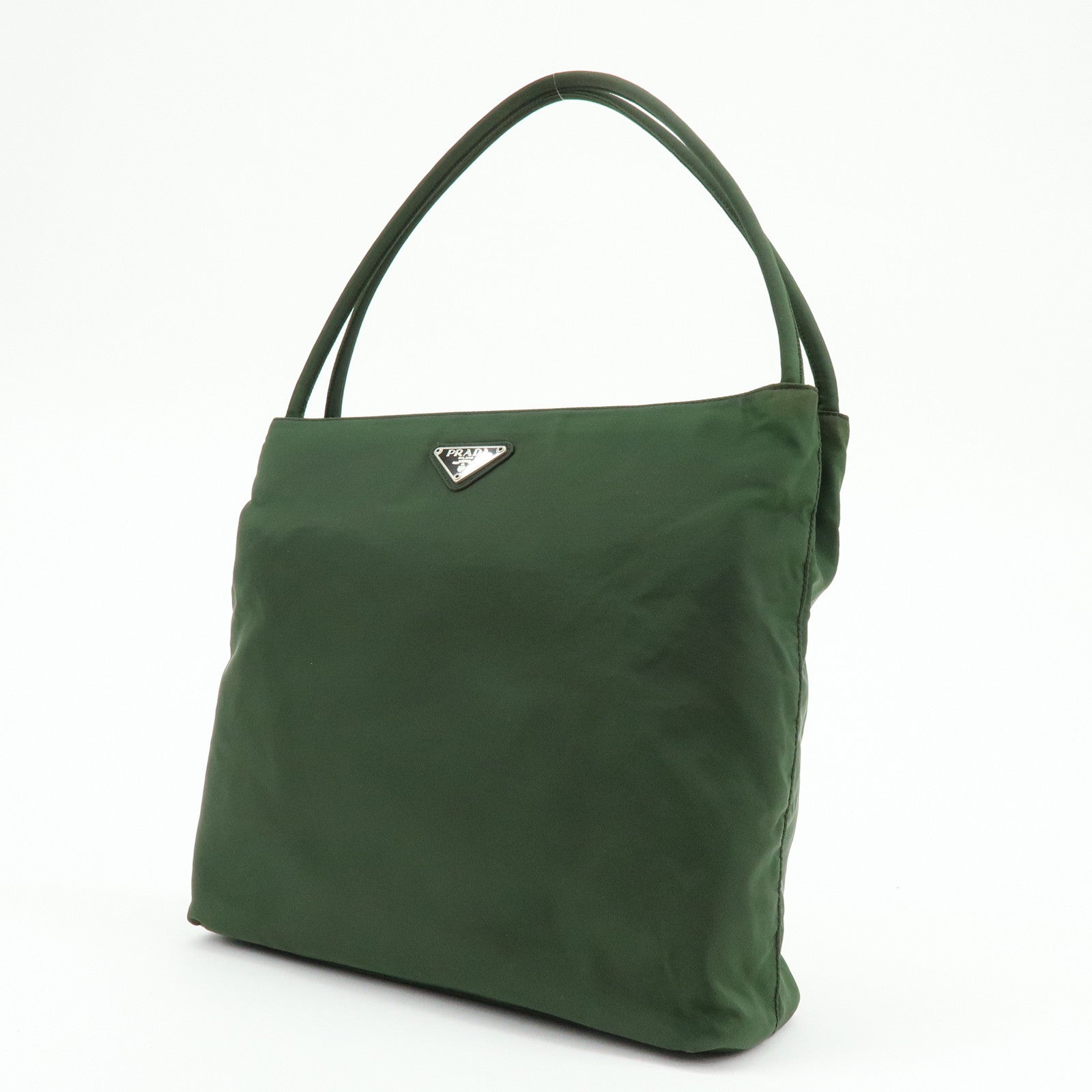 PRADA Triangle Logo Nylon Shoulder Bag Hand Bag Green B6242
