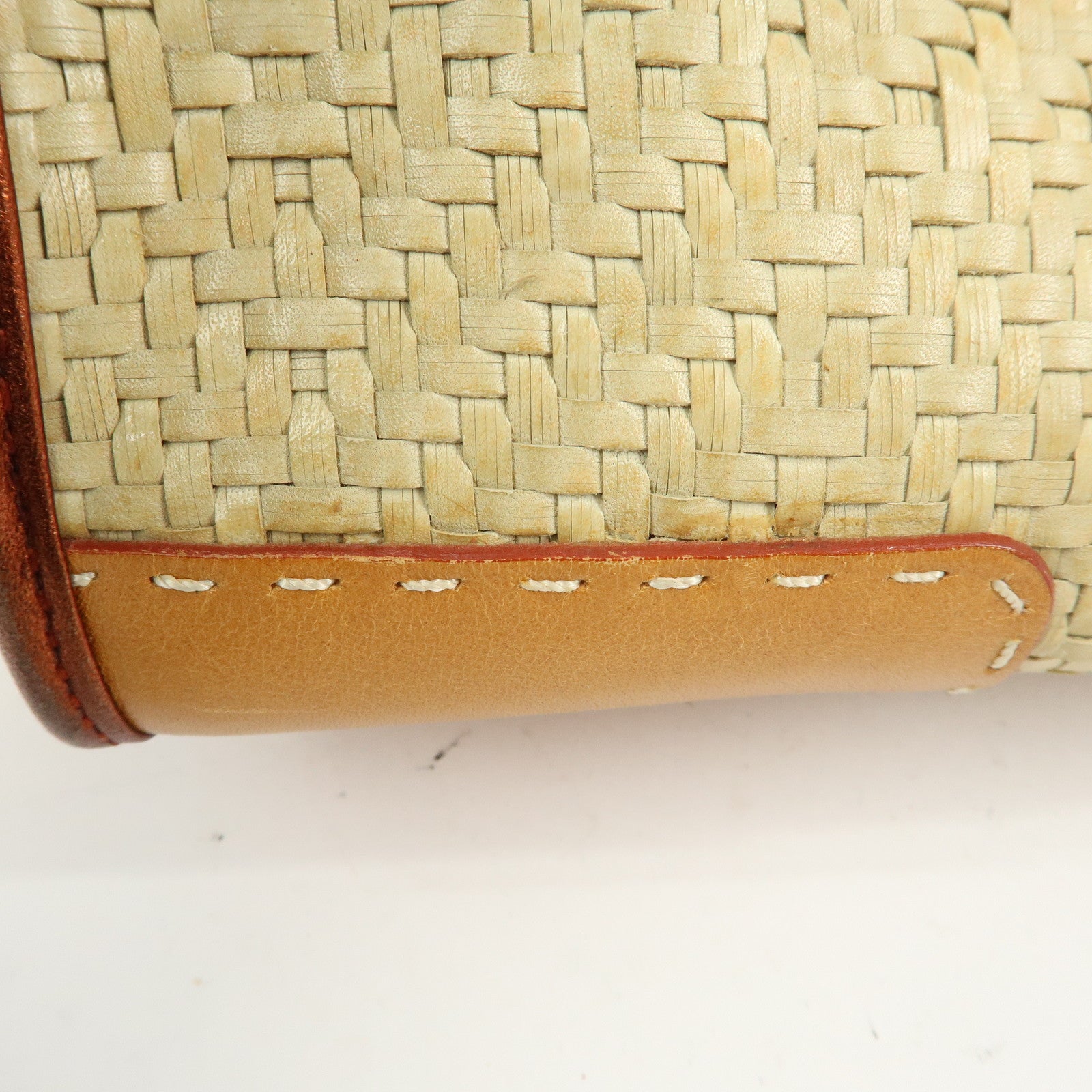 LOEWE Anagram Amazona 28 Raffia Leather Hand Bag Beige Camel