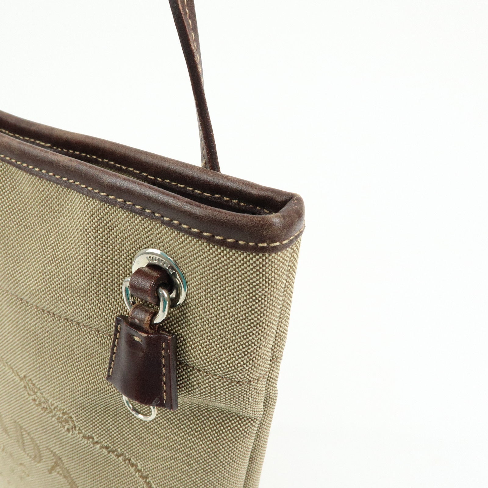 PRADA Logo Jacquard Leather Shoulder Crossbody Bag Brown BT0551