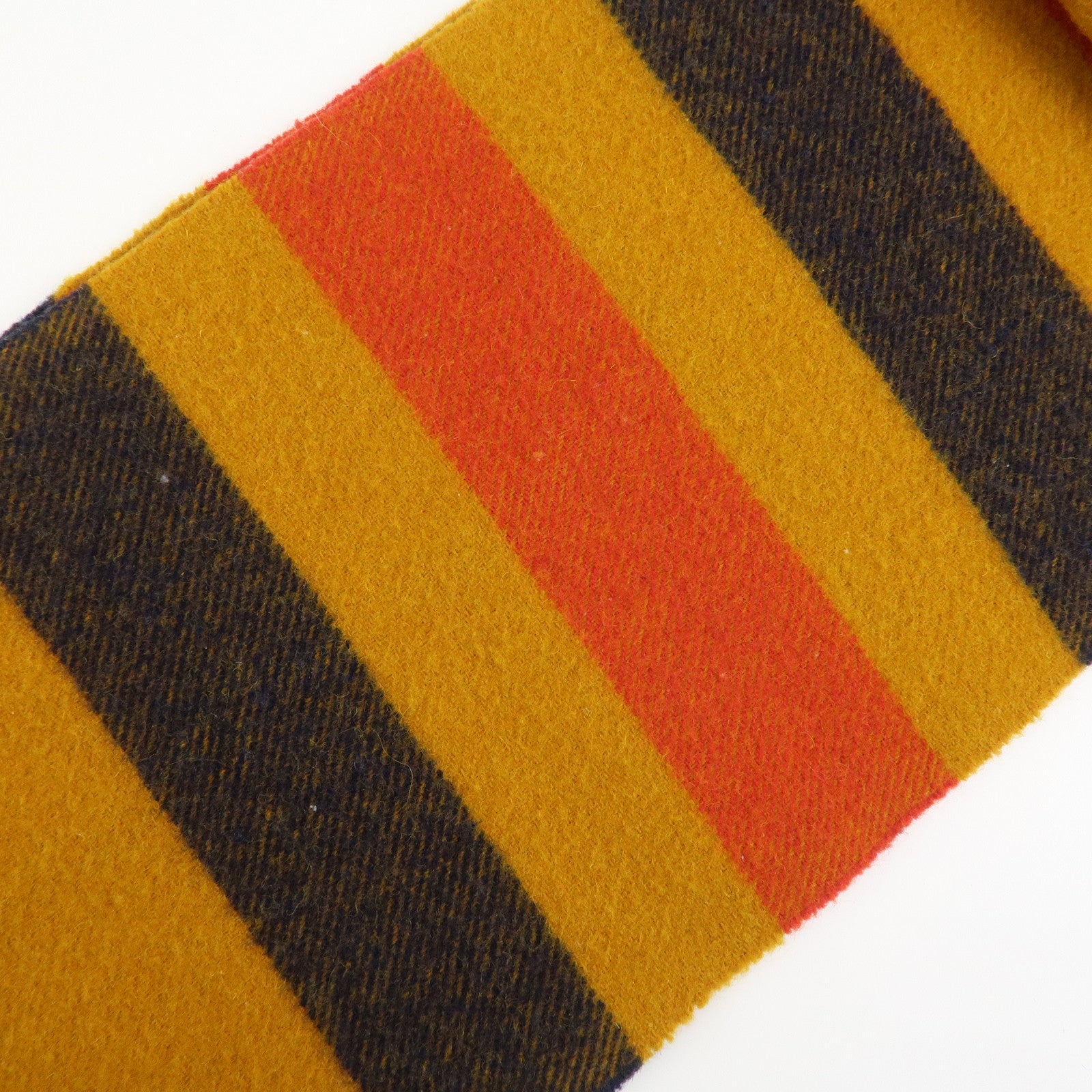 HERMES Rocabar logo Wool 100% Scarf Stole Muffler Yellow