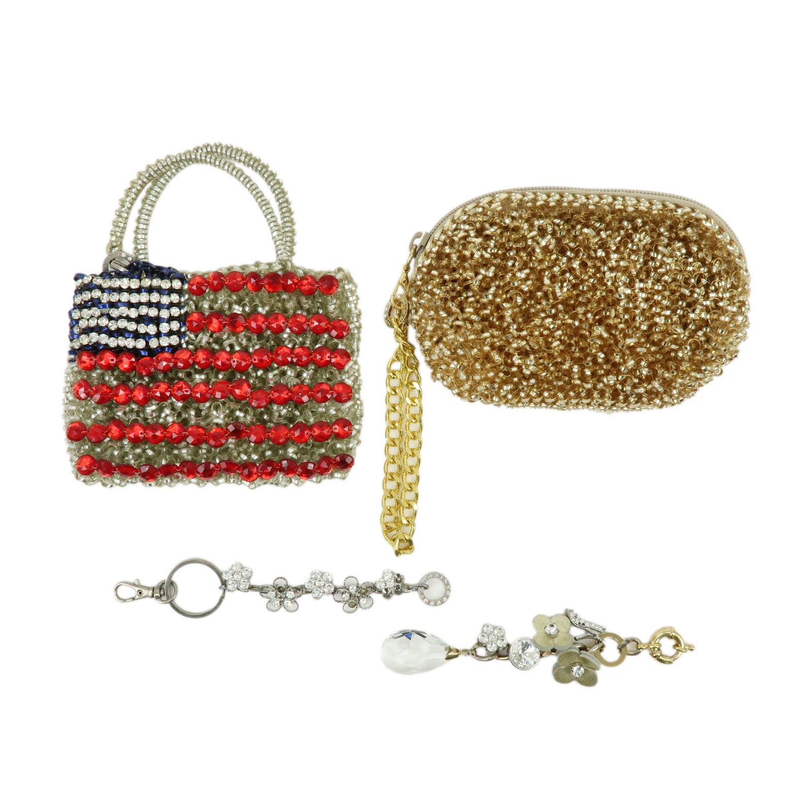 ANTEPRIMA Set of 4 PVC Wire Hand Bag Pouch Bag Charm Silver Gold