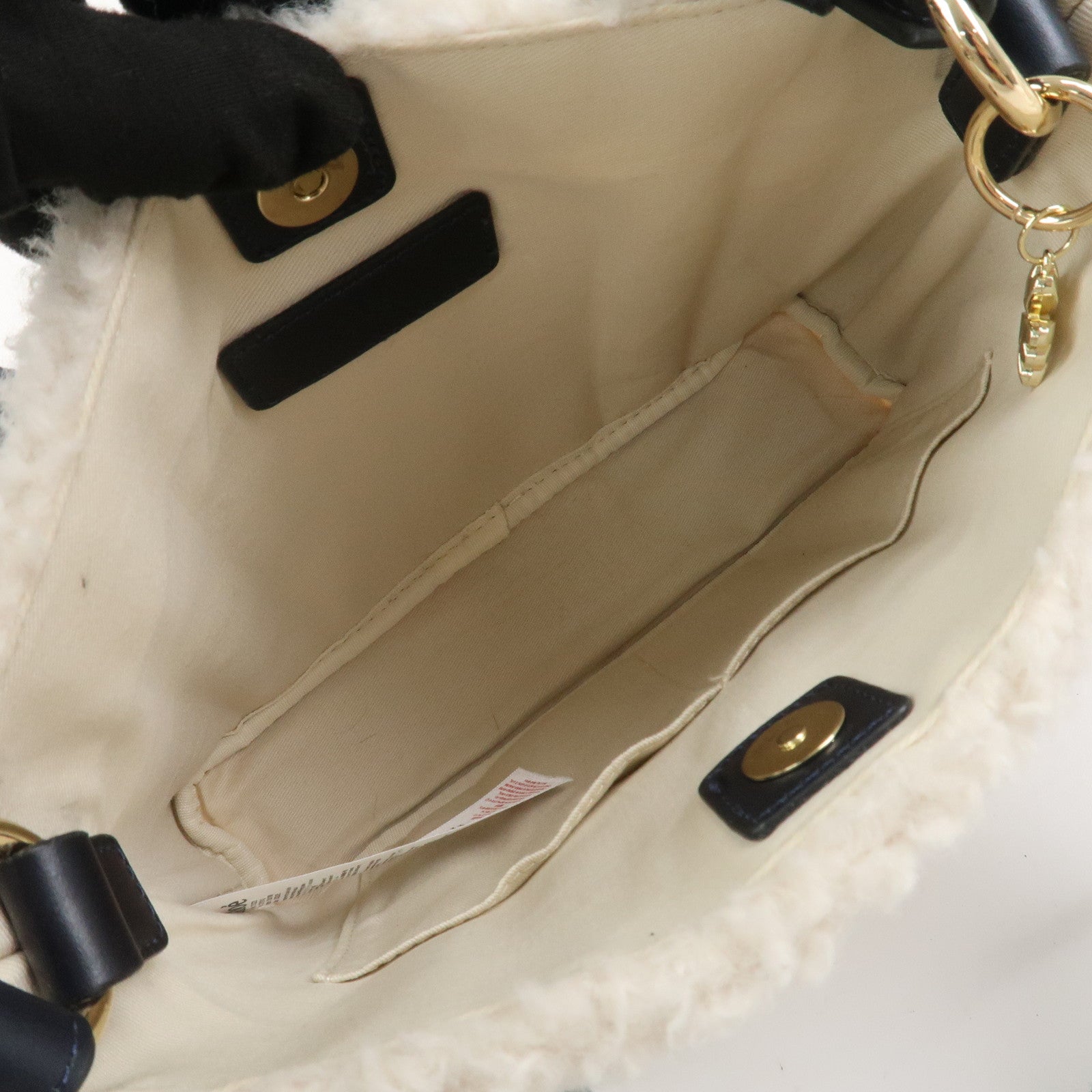 Chloe Fur Leather 2Way Bag Shoulder Bag Hand Bag Ivory Navy