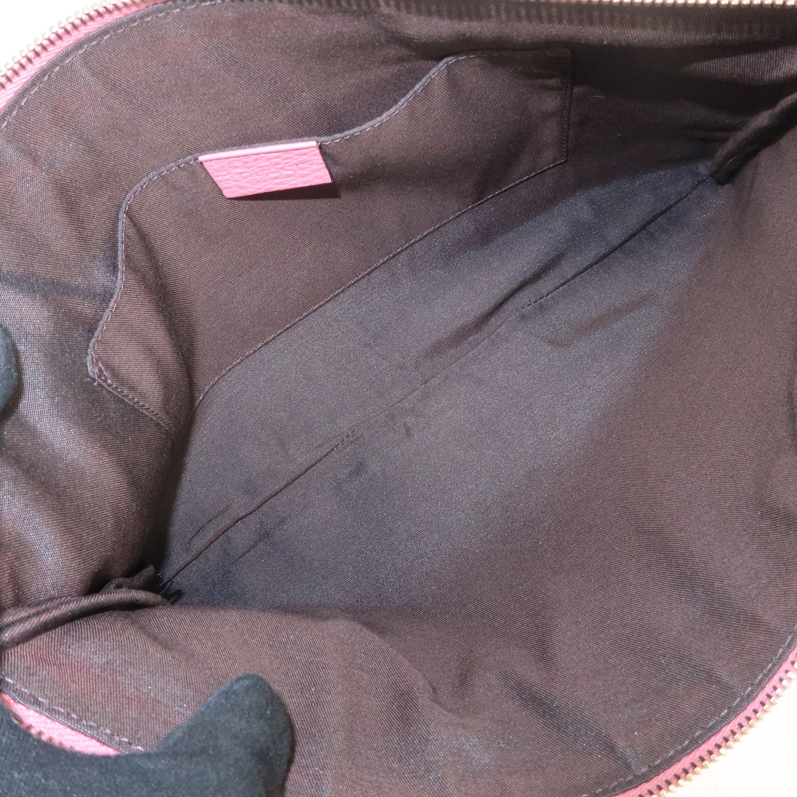 GUCCI Bamboo Leather Hand Bag Clutch Bag Pouch Pink