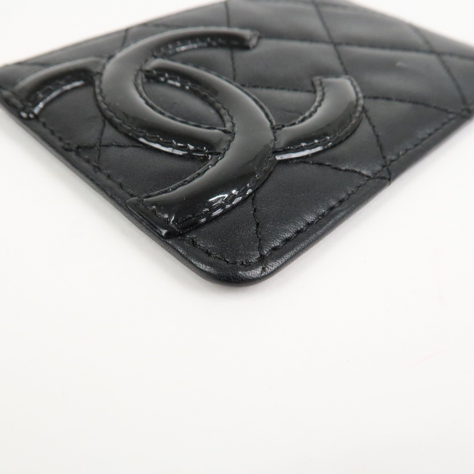 CHANEL Cambon Line Matelasse COCO Mark Card Case Black A26725