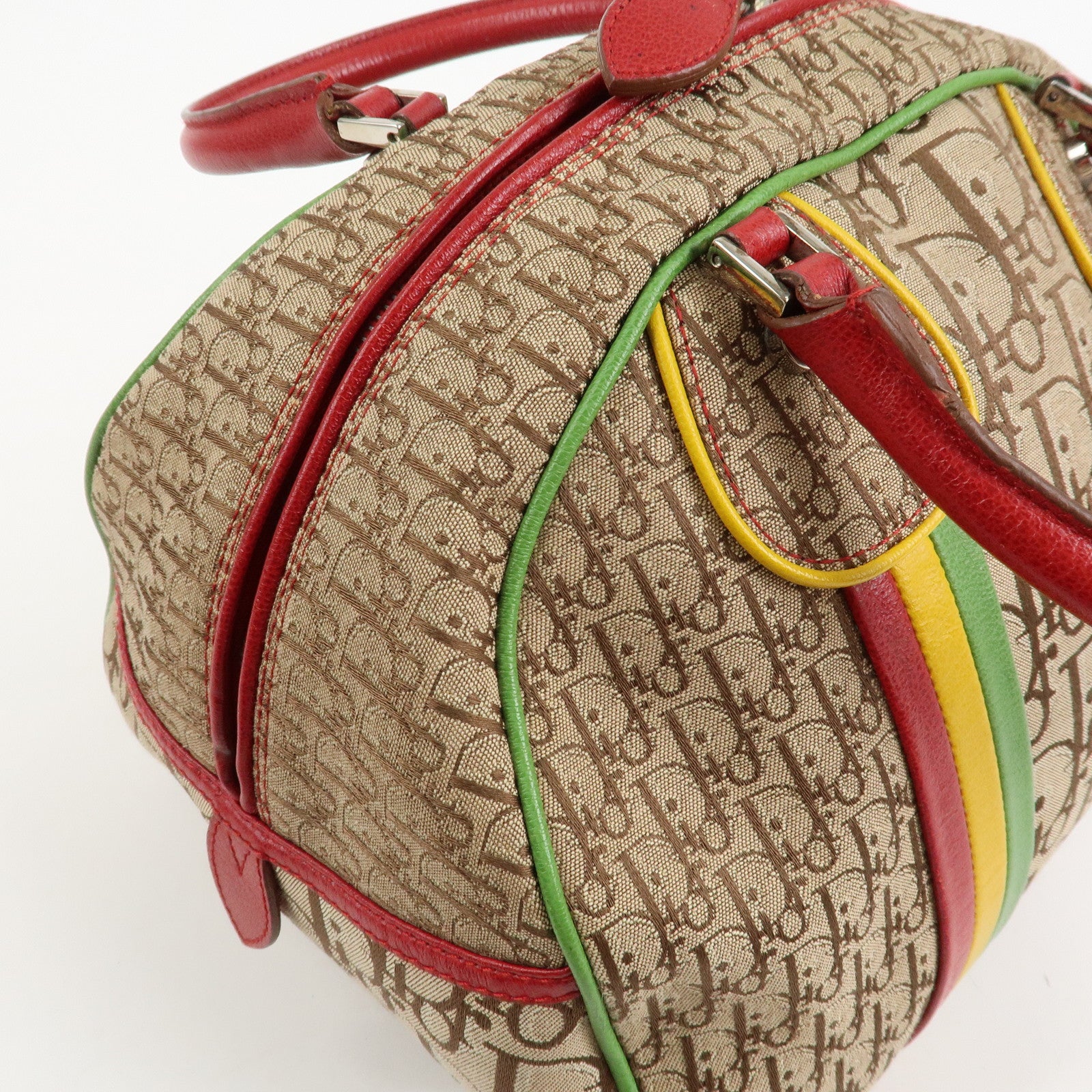 Christian Dior Rasta Trotter Canvas Boston Bag Beige 08RU0064 Used