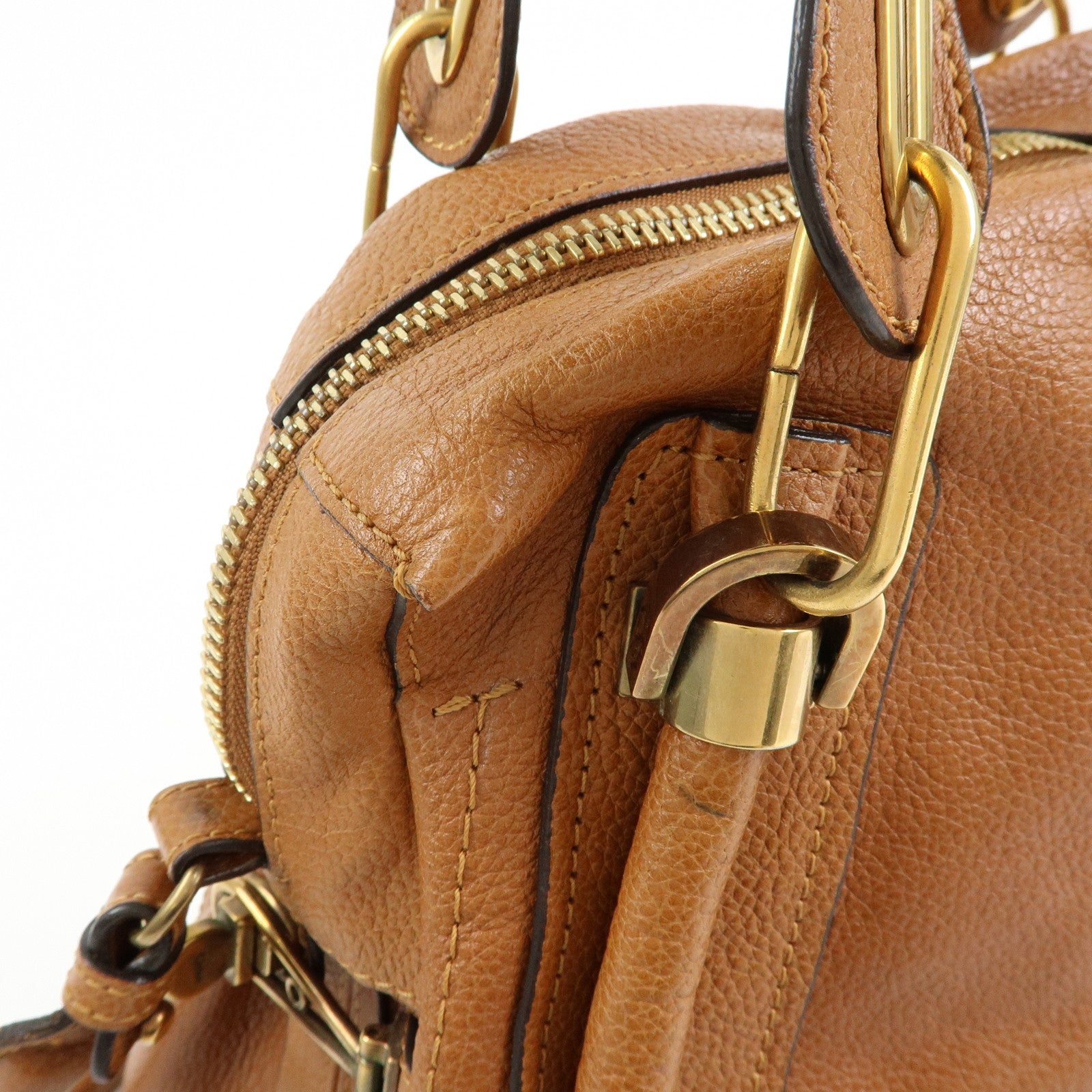 Chloe Paraty Leather 2Way Bag Shoulder Bag Hand Bag Brown