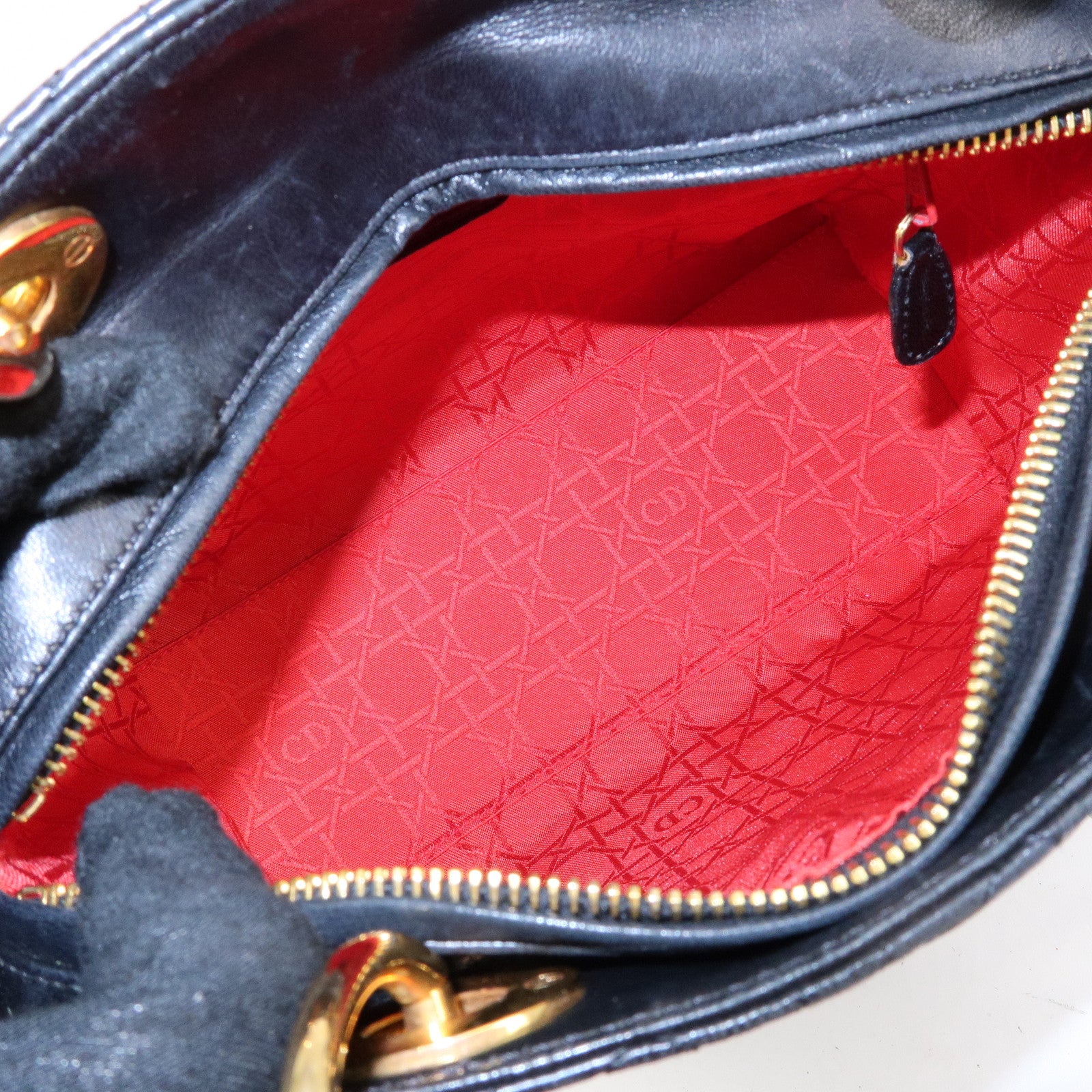 Christian Dior Lady Dior Leather 2Way Bag Hand Bag Black