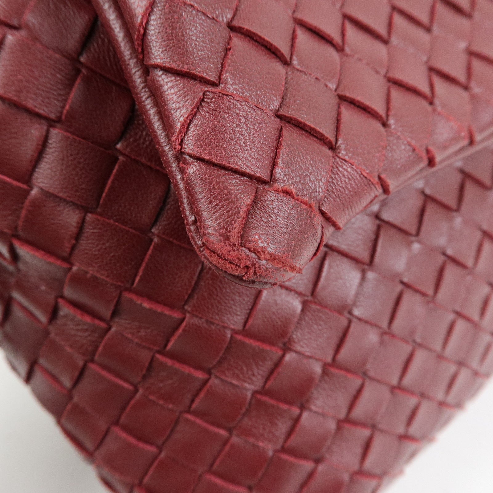 BOTTEGA VENETA Intrecciato Leather Shoulder Bag Bordeaux