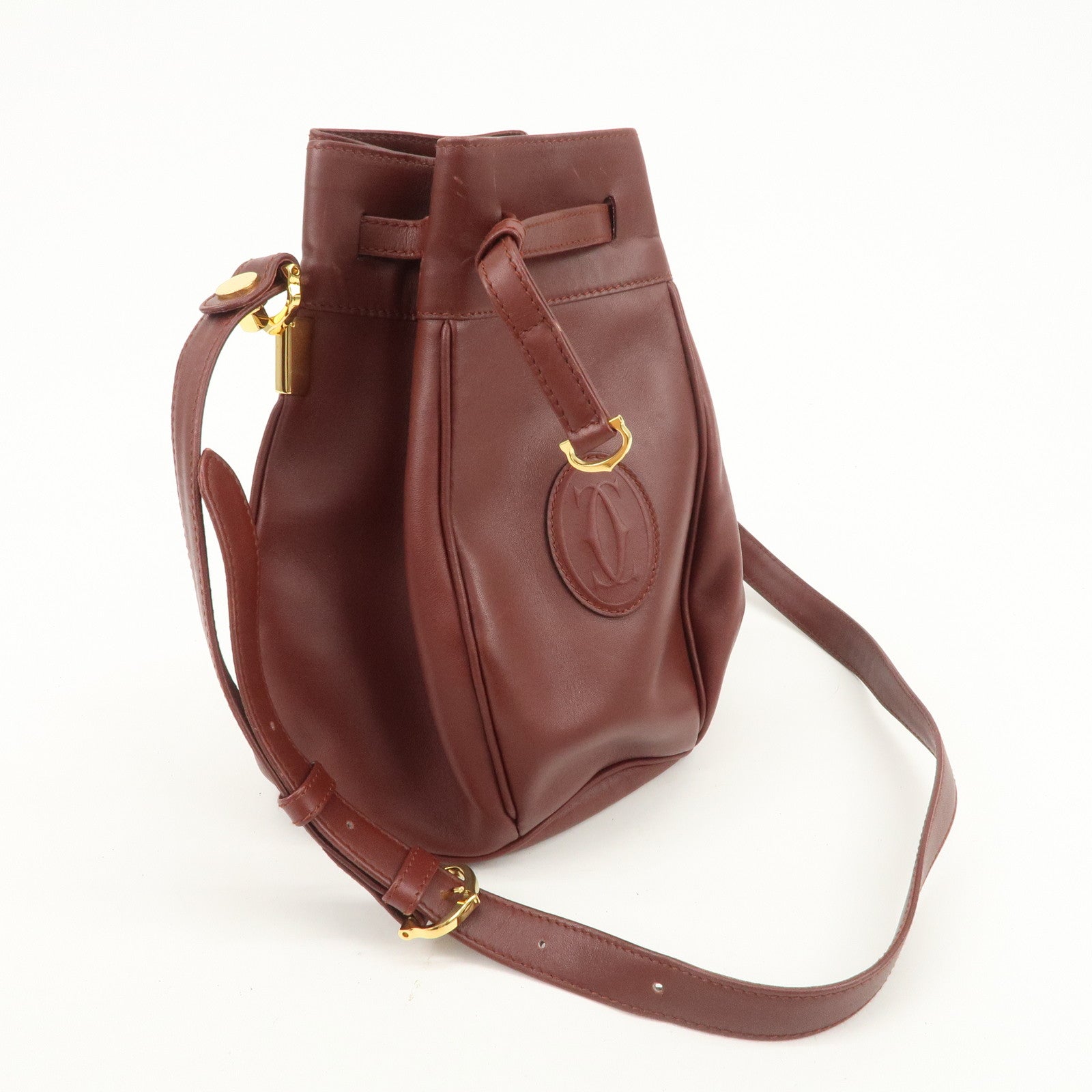 Cartier Must de Cartier Calf Leather Shoulder Bag Burgundy