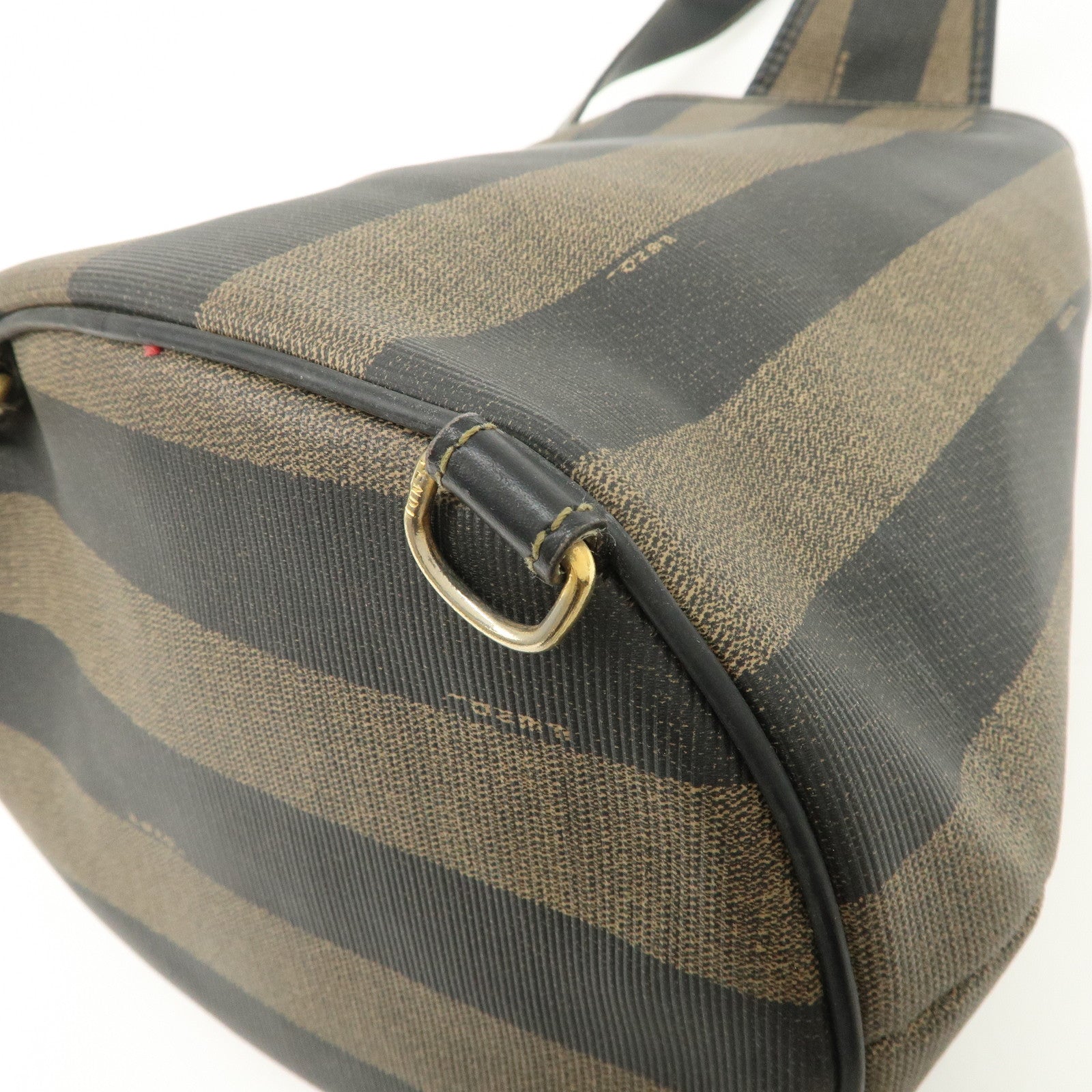 FENDI PVC Canvas Leather Back Pack Body Bag Black Brown 14559