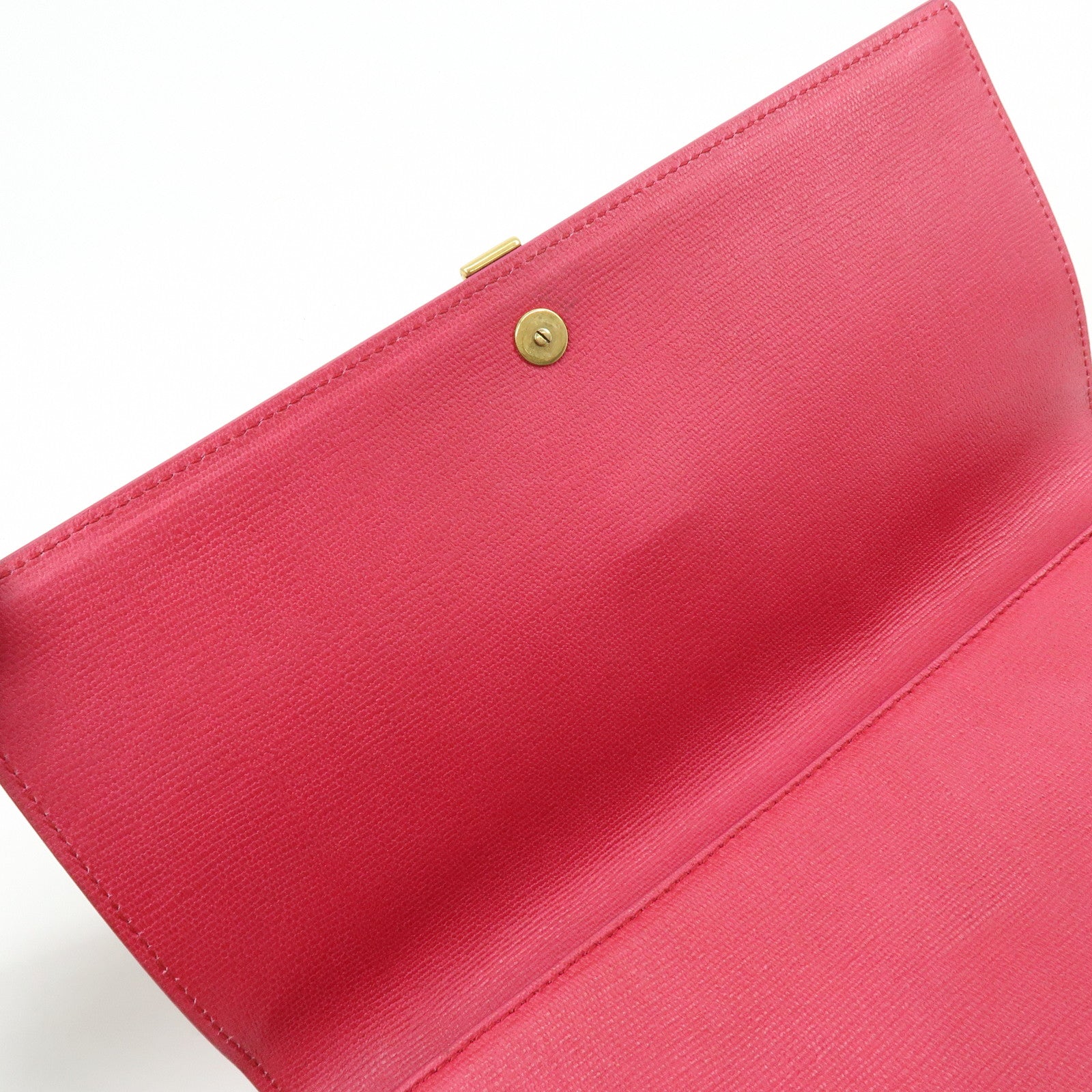 SAINT LAURENT PARIS Y Line Leather Clutch Bag Pouch Pink 265701