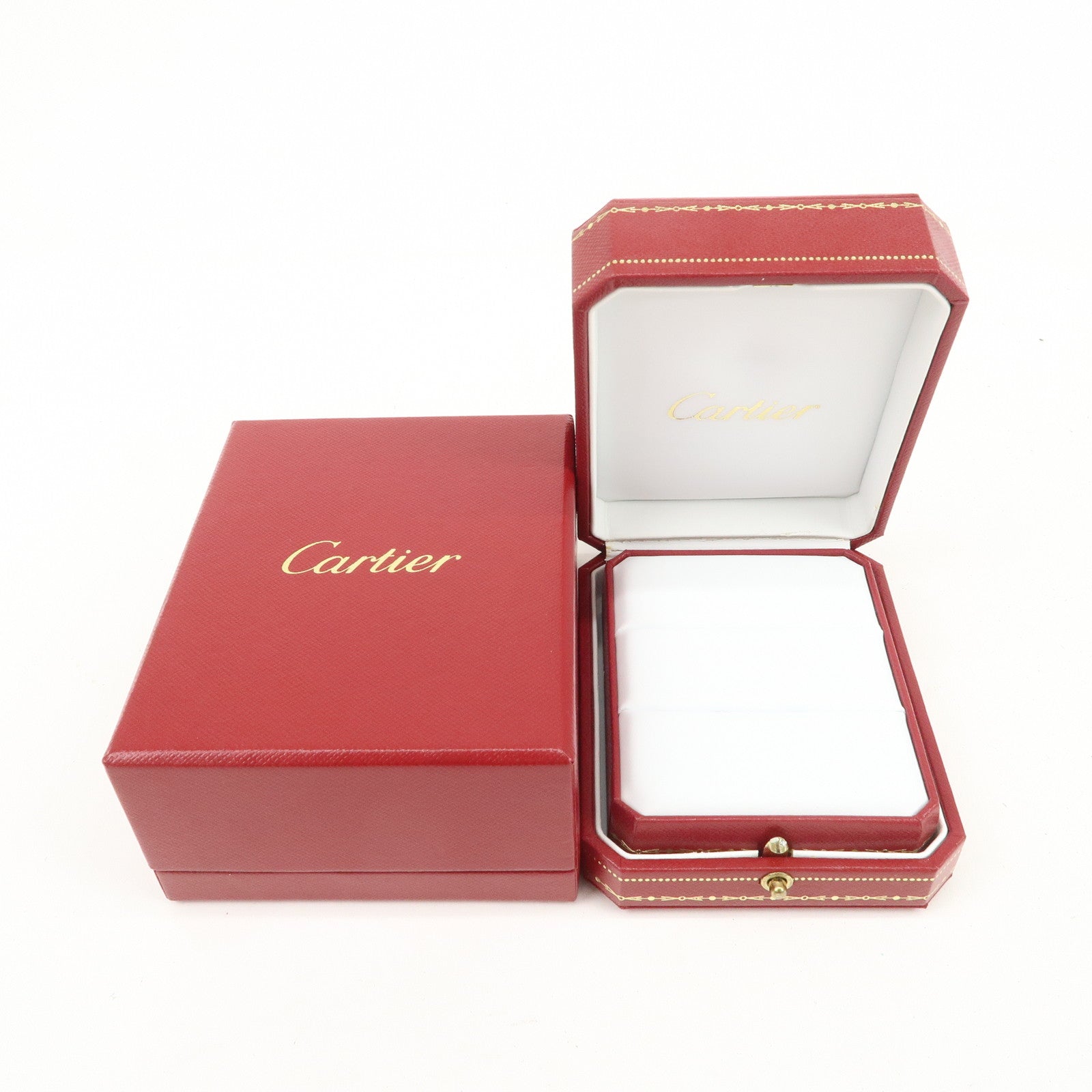 Cartier Set of 3 Jewelry Boxes Pair Ring Boxes Red Gold