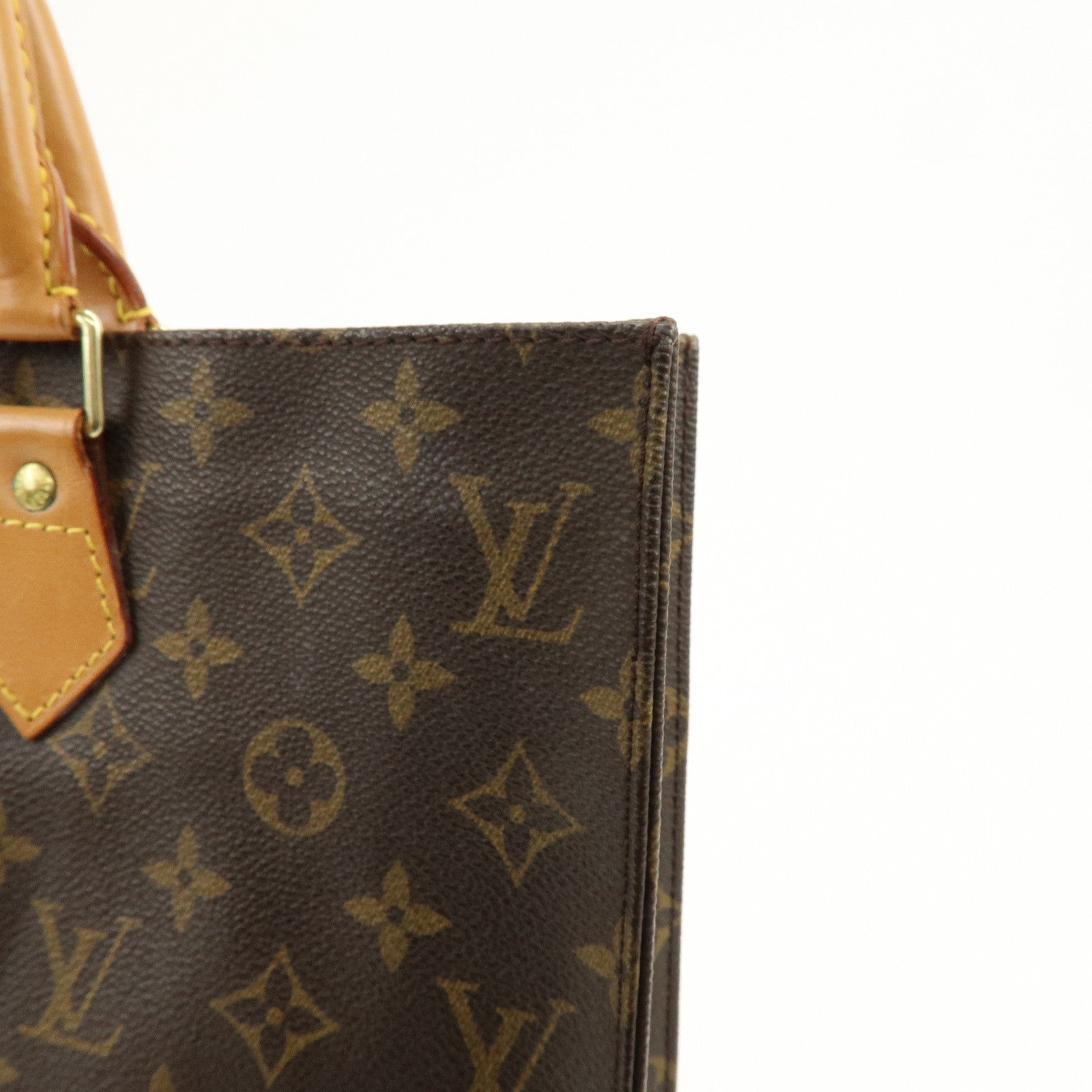 Louis Vuitton Monogram Sac Plat Tote Bag Hand Bag Brown M51140