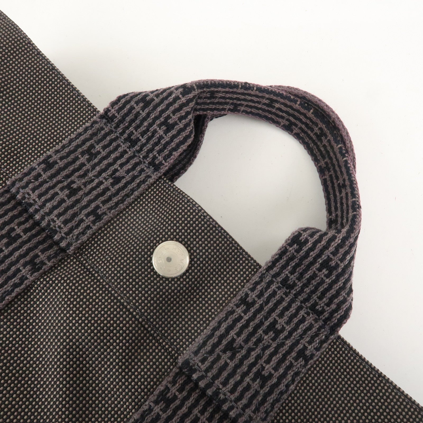 HERMES Herline PM Nylon Canvas Tote Bag Hand Bag Black