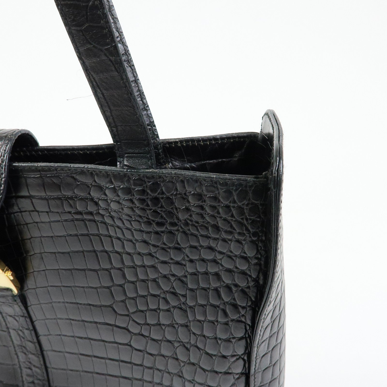 Ferragamo Vara Embossed Leather Tote Bag Shoulder Bag Black