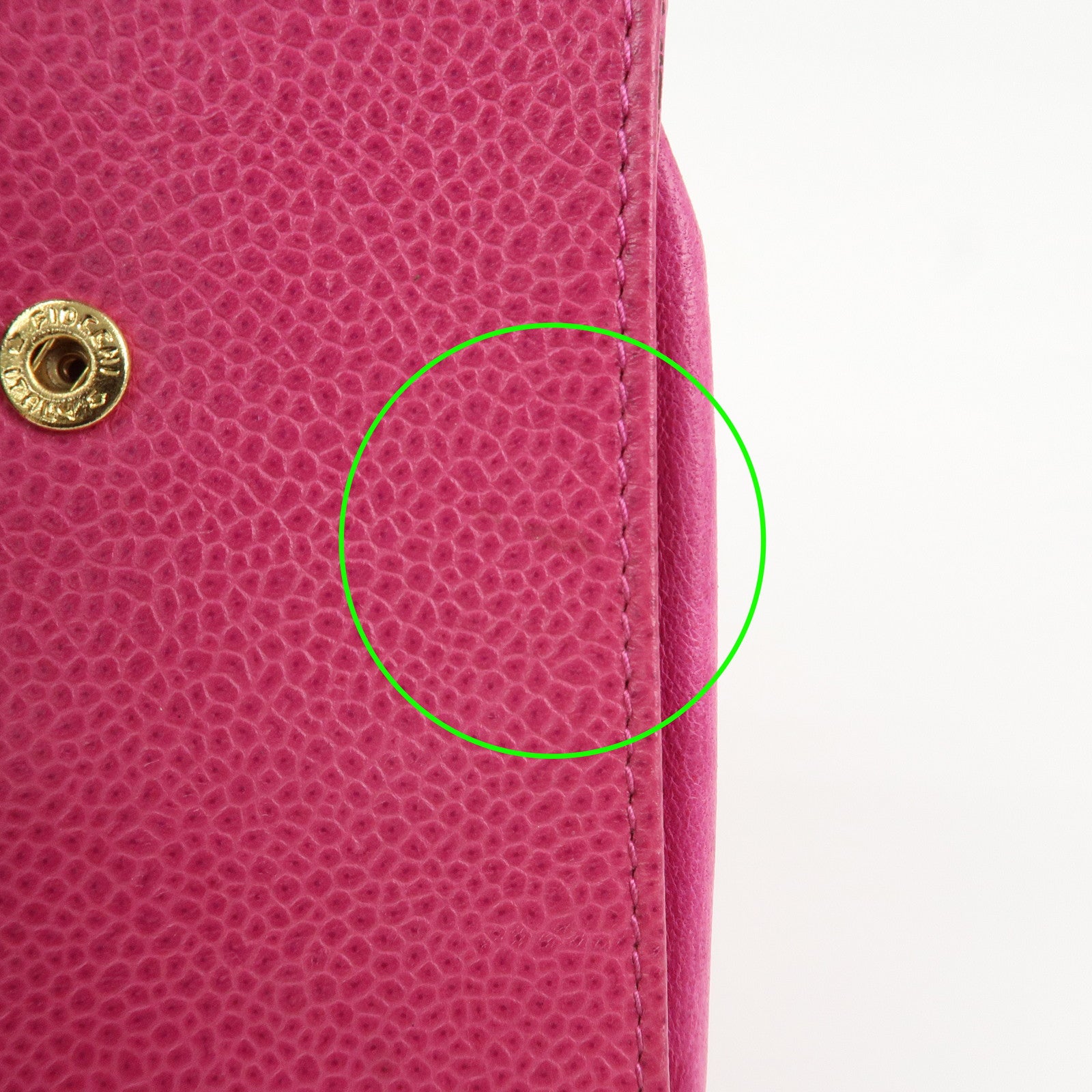 CHANEL COCO Mark Caviarskin Leather Chain Cell Phone Case Pink