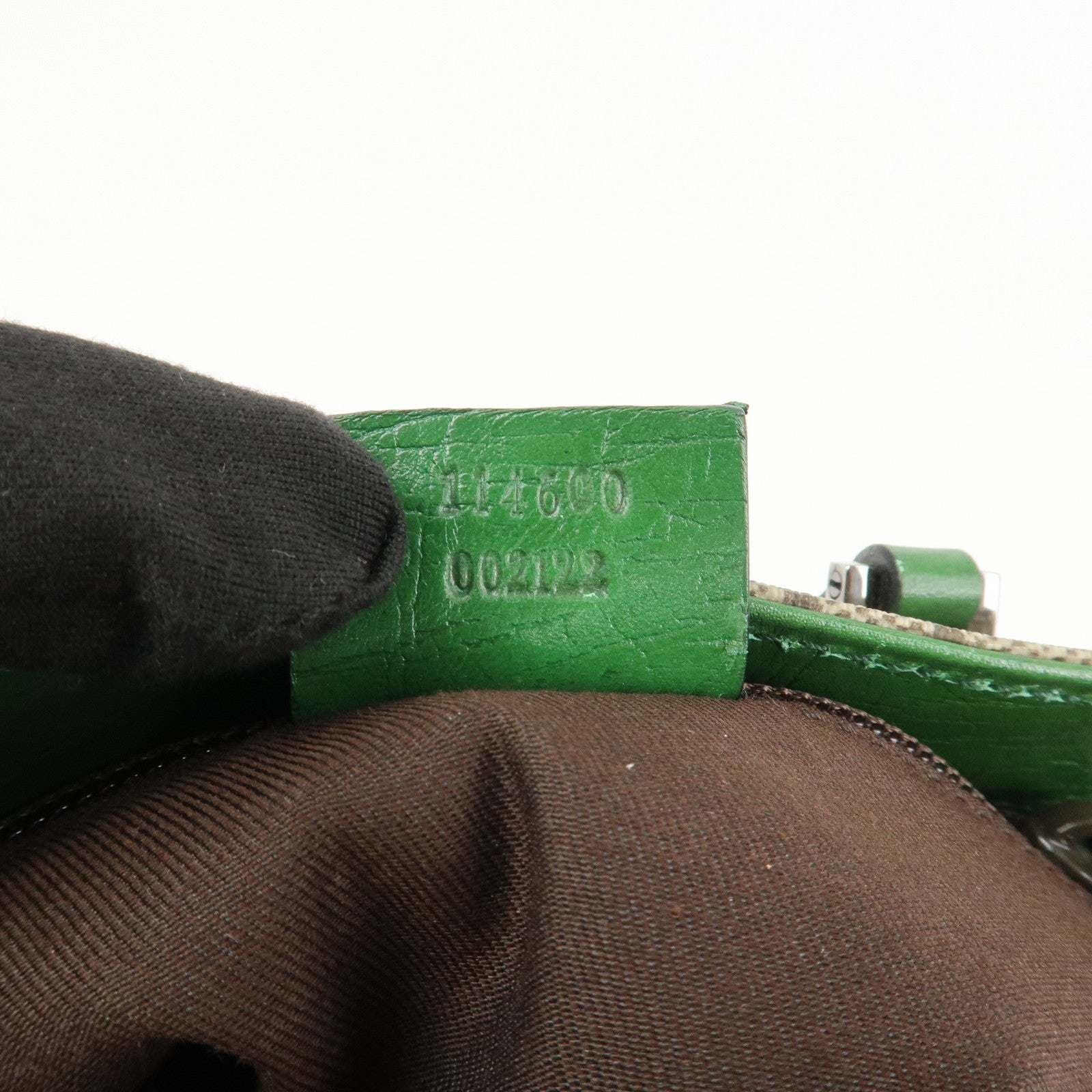 GUCCI GG Supreme Leather Hand Bag Tote Bag Beige Green 114600