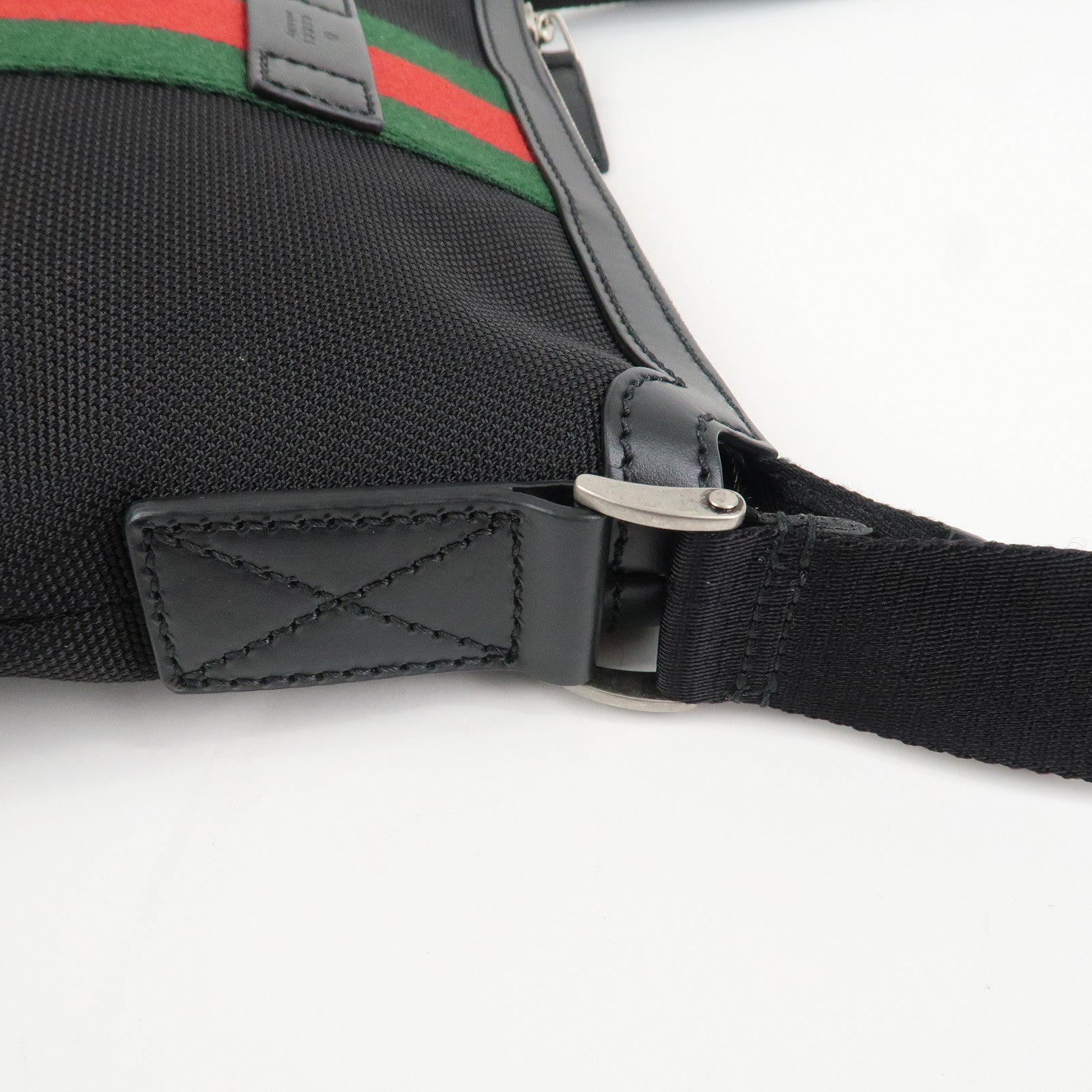 GUCCI Sherry Canvas Leather Shoulder Bag Crossbody Bag Black 631195