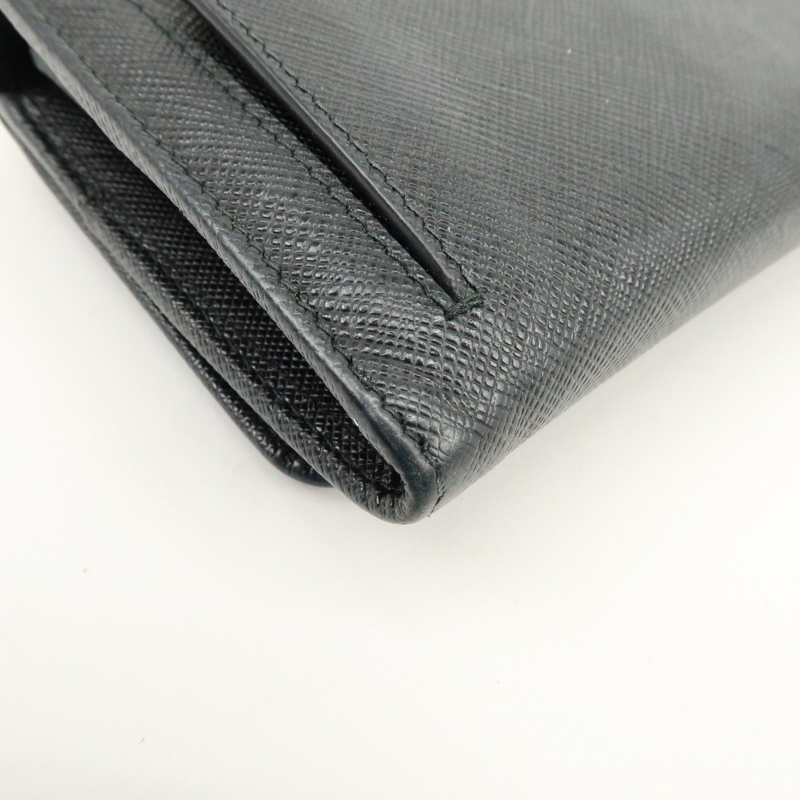 PRADA Saffiano Leather Flap Bi-Fold Long Wallet Black 1MH132