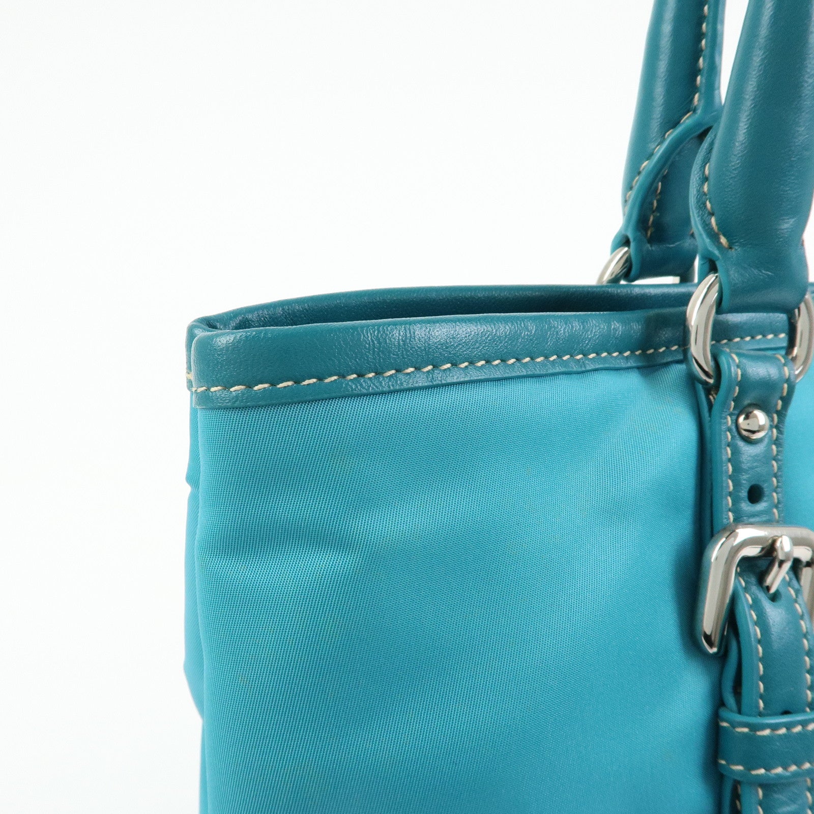 PRADA Nylon Leather 2Way Tote Hand Shoulder Bag Green BN1841