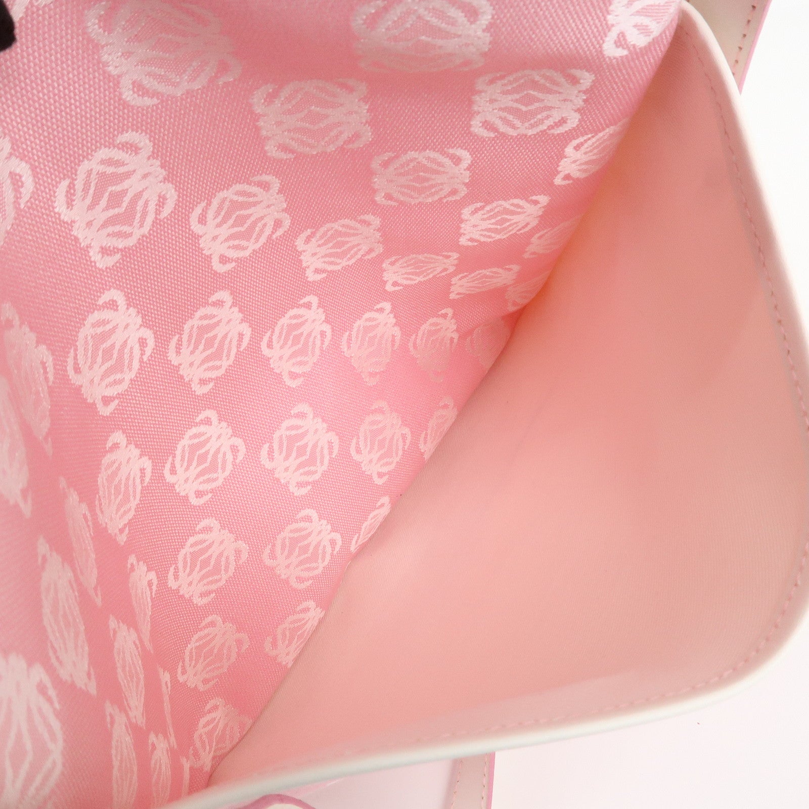 LOEWE Anagram Canvas Leather Shoulder Bag Pink White