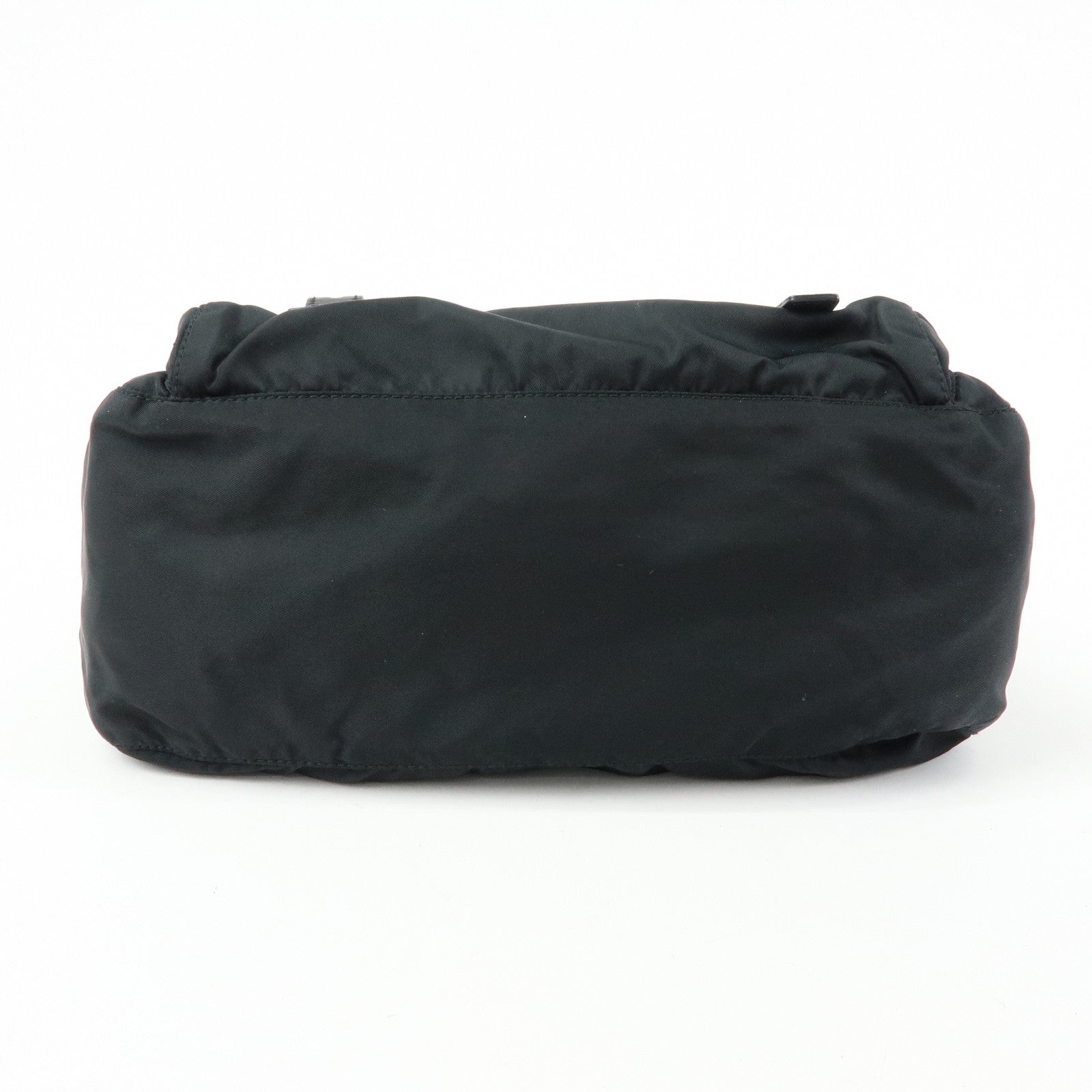 PRADA Triangle Logo Nylon Leather Shoulder Bag Black BT6671