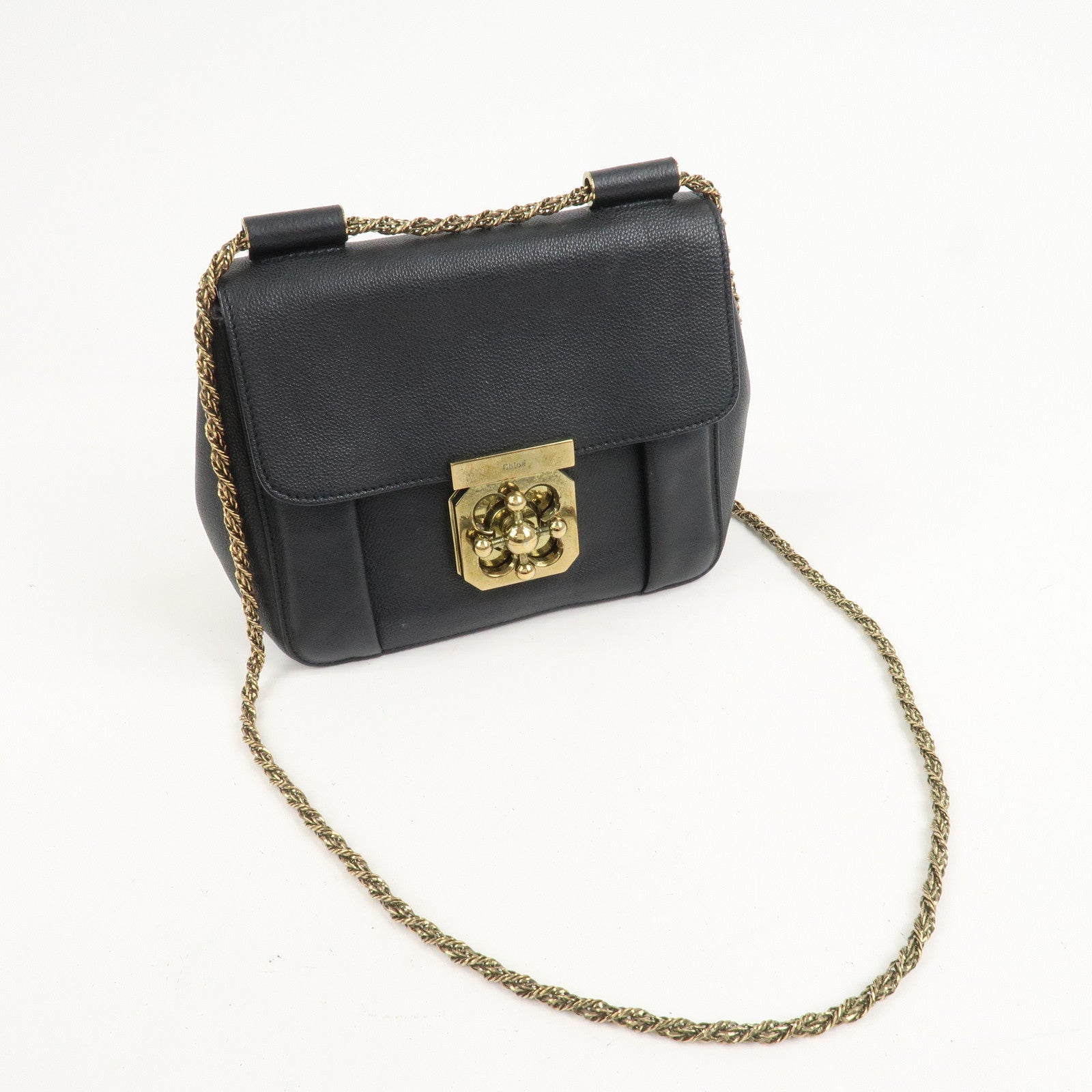 Chloe Elsie Leather Chain Shoulder Bag Hand Bag Black