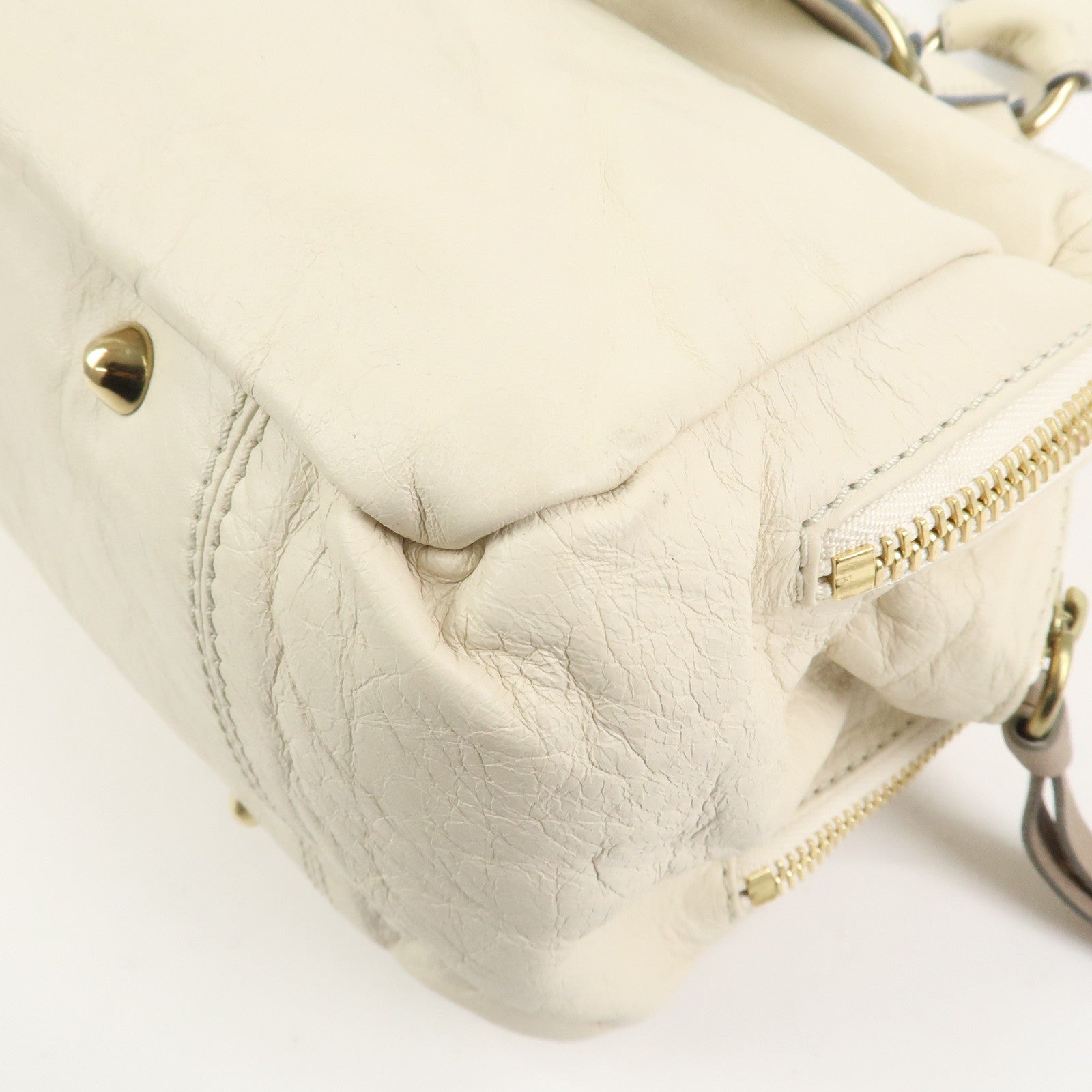 Chloe Bay Leather Hand Bag Shoulder Bag Ivory