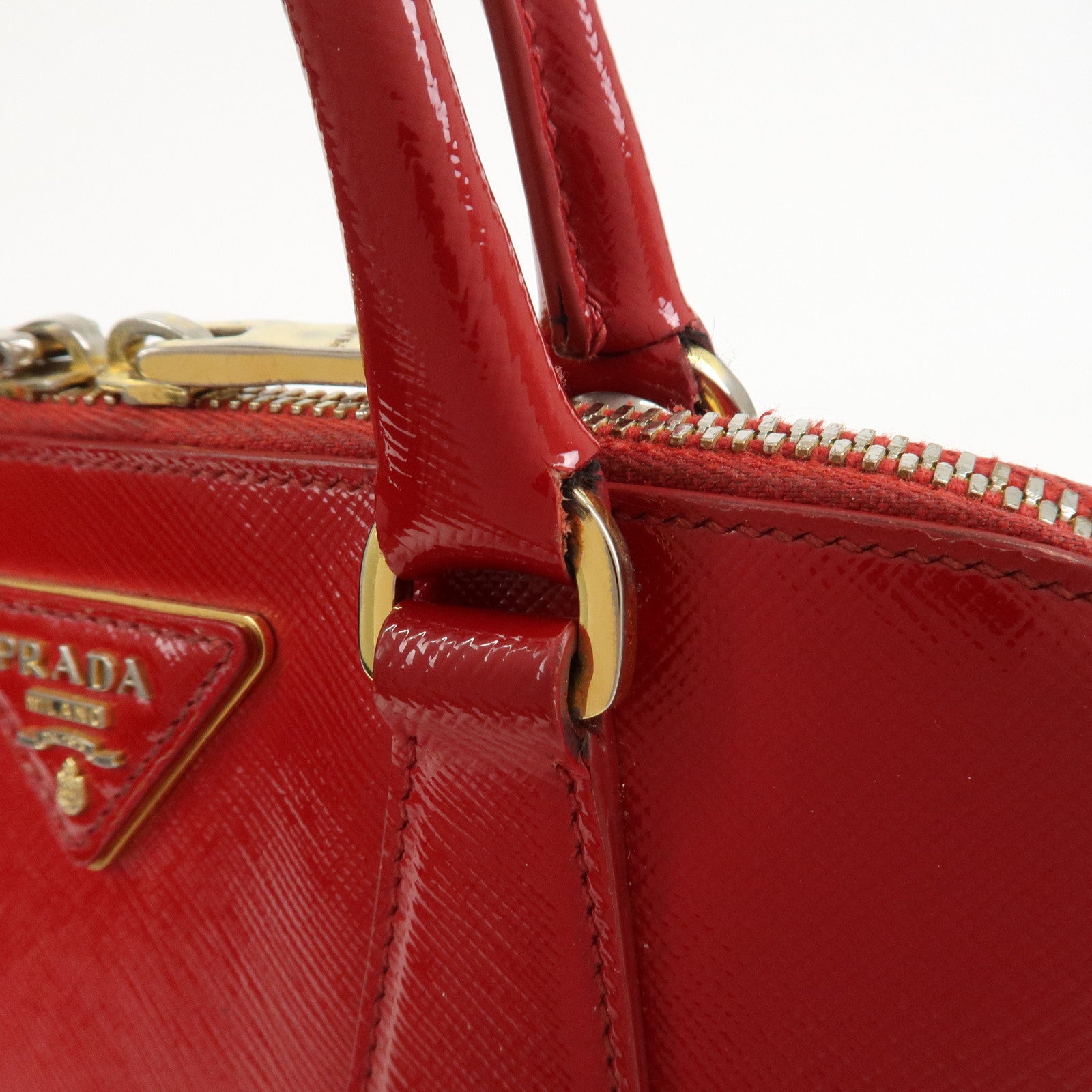 PRADA Promenade Small Leather 2Way Hand Shoulder Bag Red BL0838