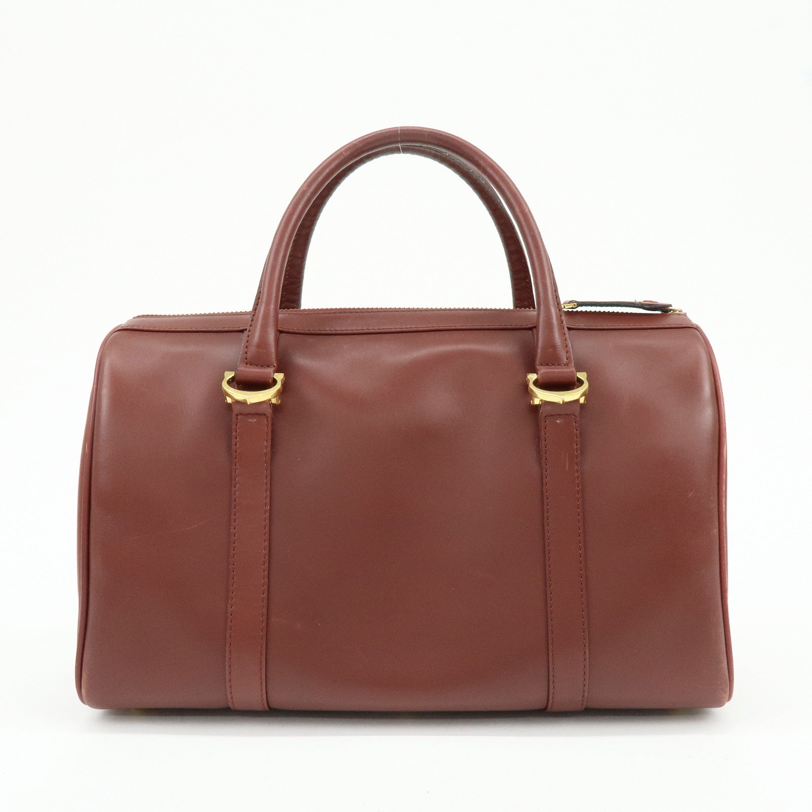 Cartier Must de Cartier Leather Boston Bag Hand Bag Bordeaux