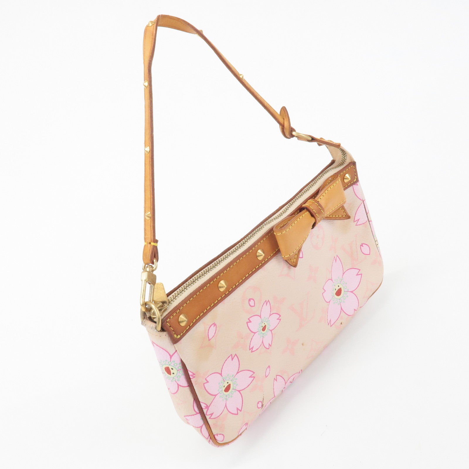 Louis Vuitton Cherry Blossom Pochette Accessoires Hand Bag Pink M92007 Used