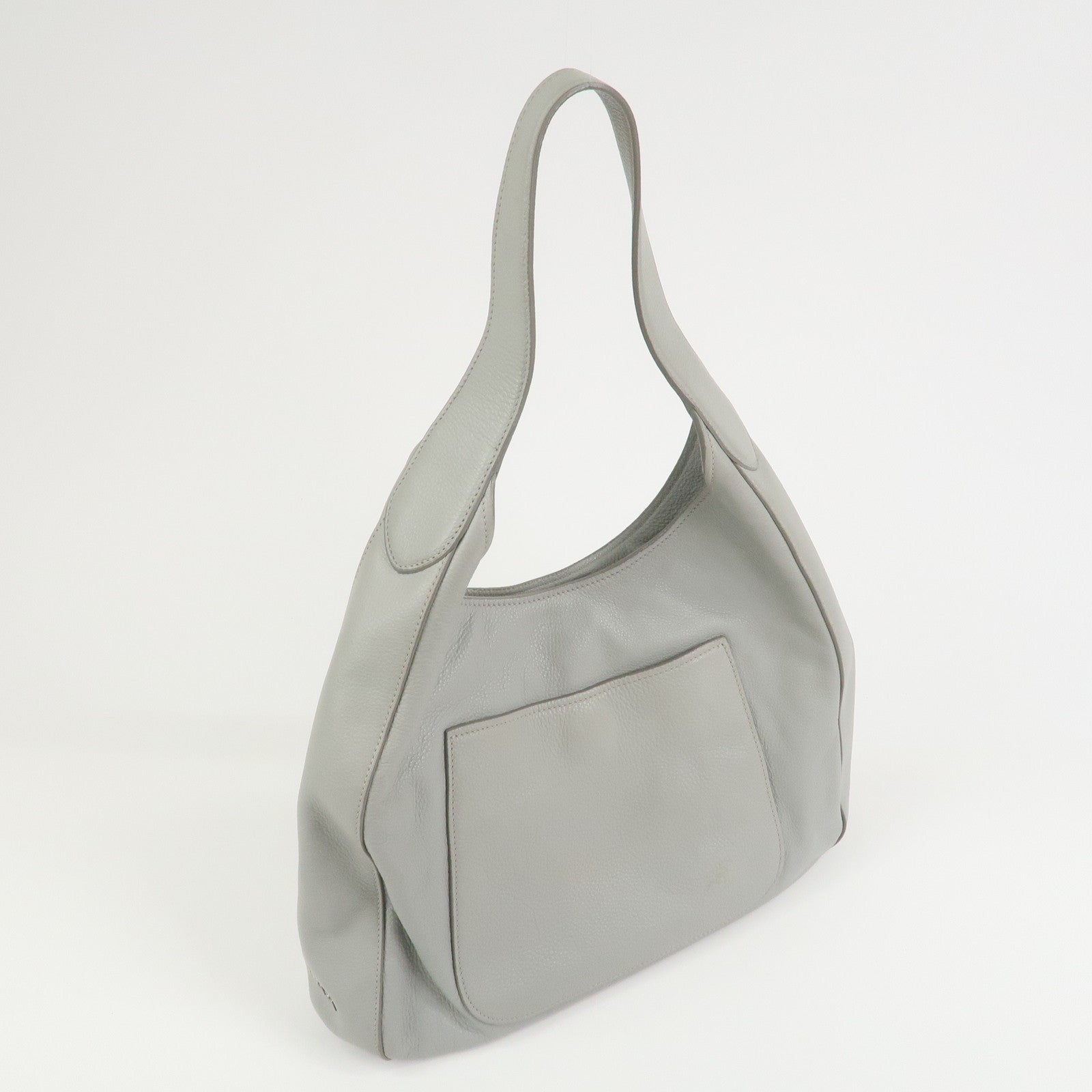 PRADA Logo Leather Shoulder Bag Hand Bag Gray 1BC013