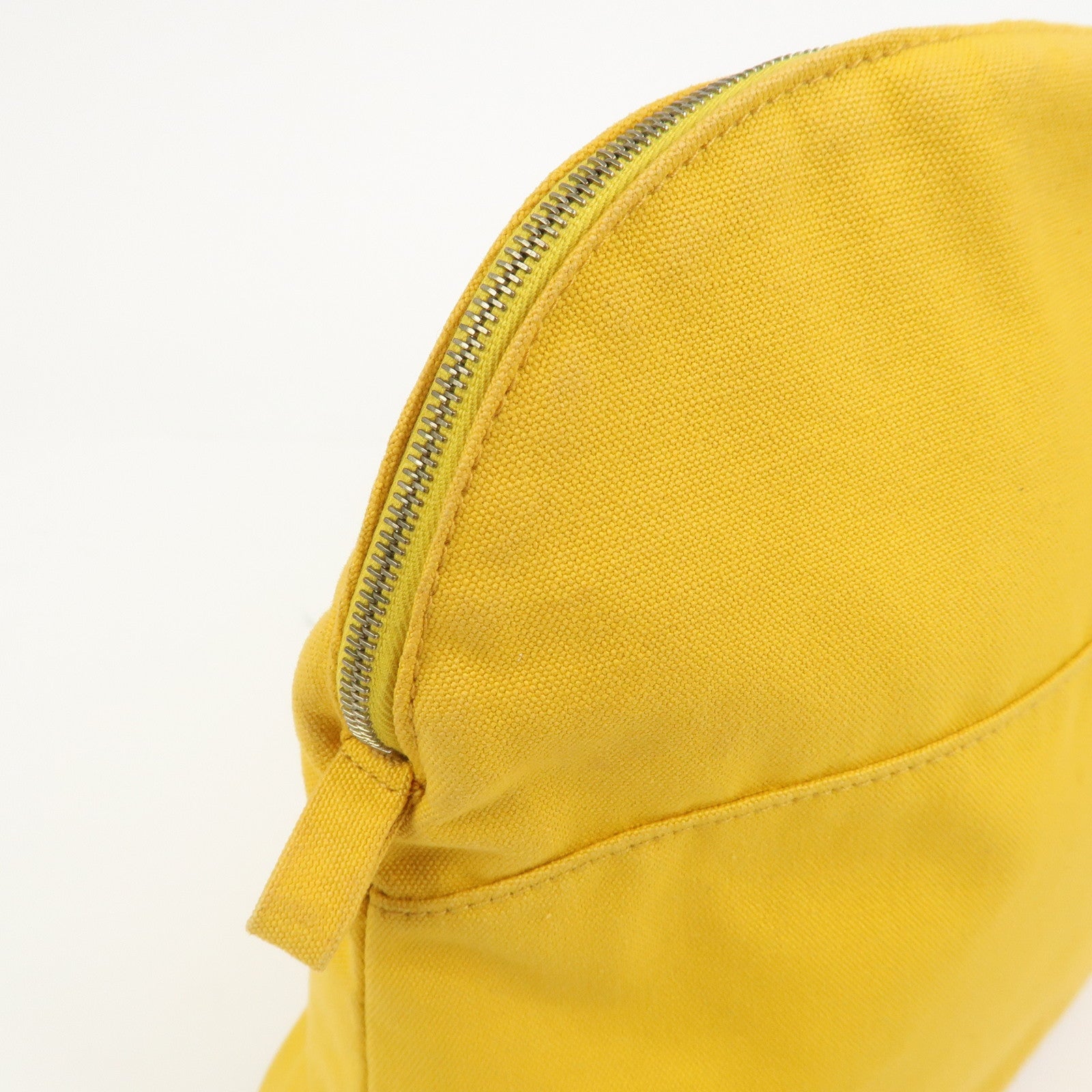 HERMES Bolide Pouch GM Canvas Leather Cosmetic Pouch Yellow