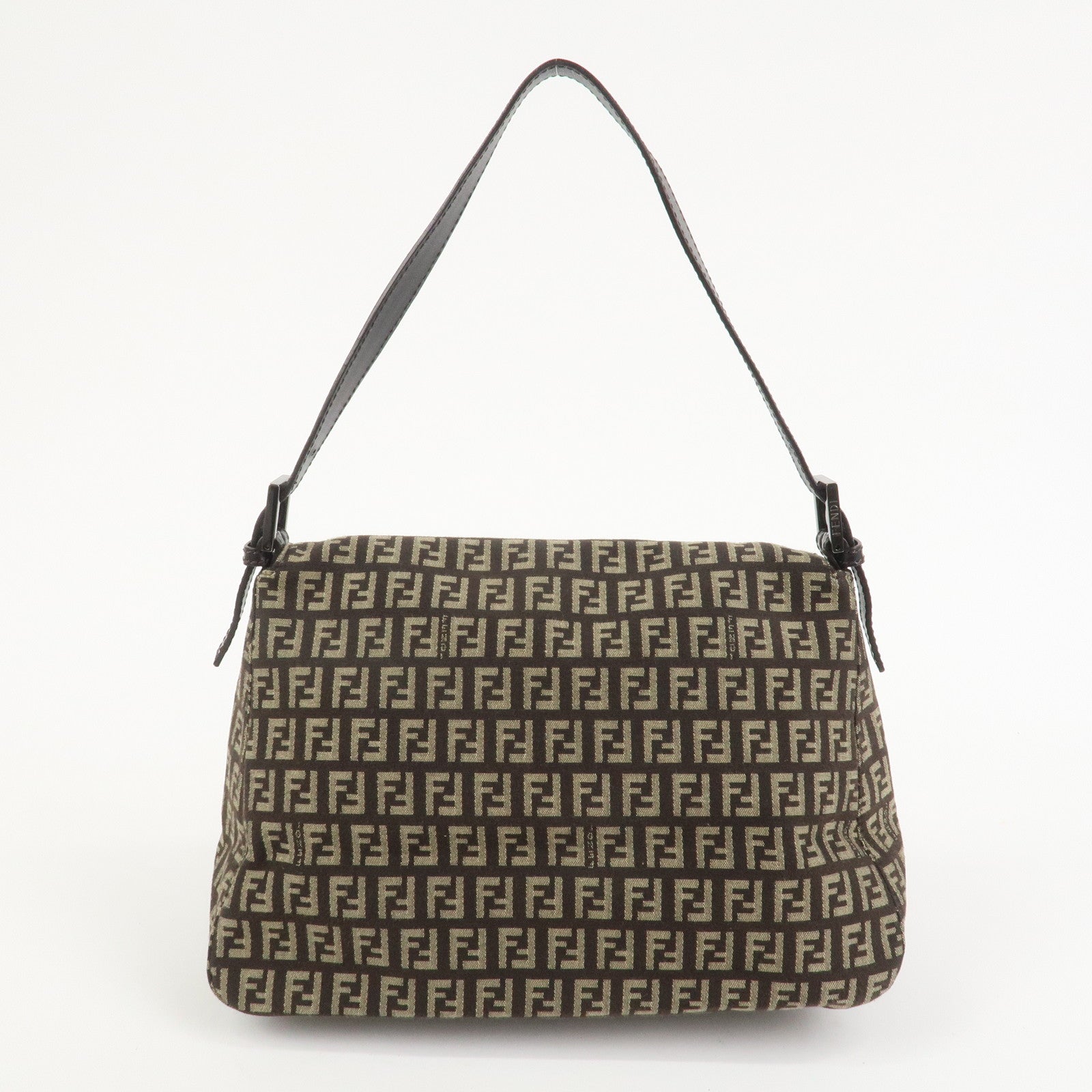 FENDI Mamma Baguette Zucchino Shoulder Bag Brown Beige 8BR001