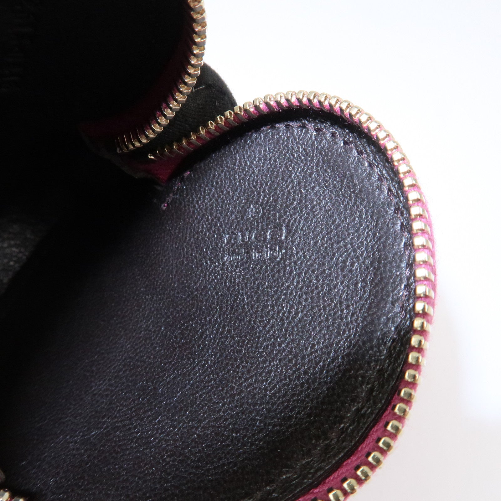 GUCCI Lovely Heart Guccissima Leather Coin Case MetallicPink 152615