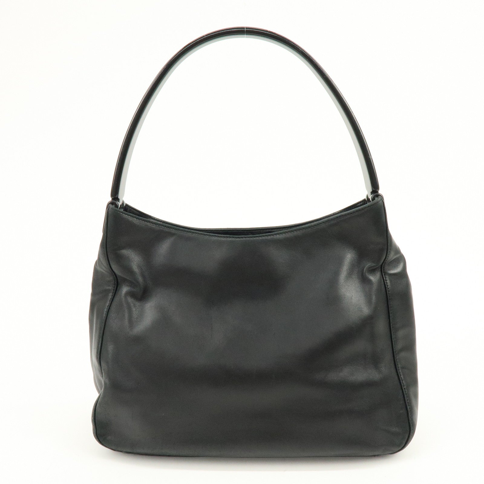 PRADA Leather Plastic Hobo Shoulder Bag Hand Bag Black