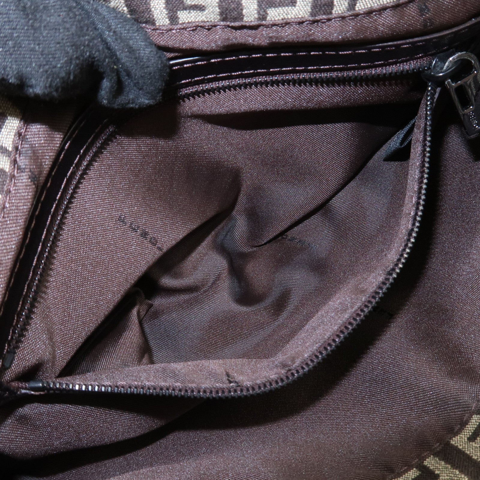 FENDI Zucchino Canvas Leather Shoulder Bag Crossbody Bag 8BR320