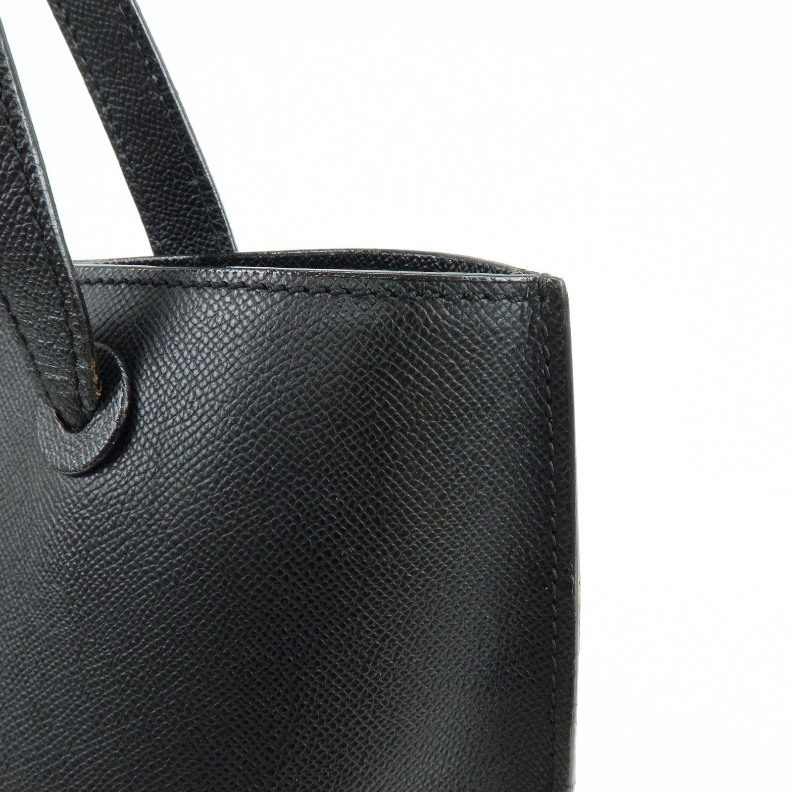 CHANEL Calf Skin Tote Bag Shoulder Bag Black