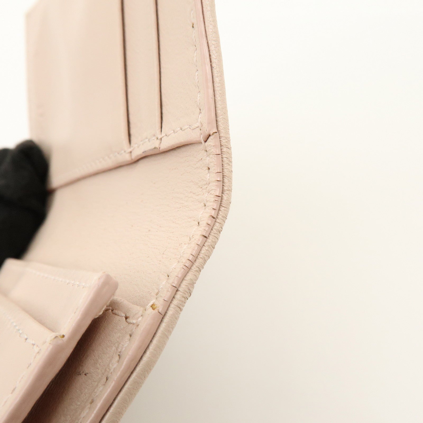 Christian Dior Lady Dior Canage Leather Card Case Pink Beige