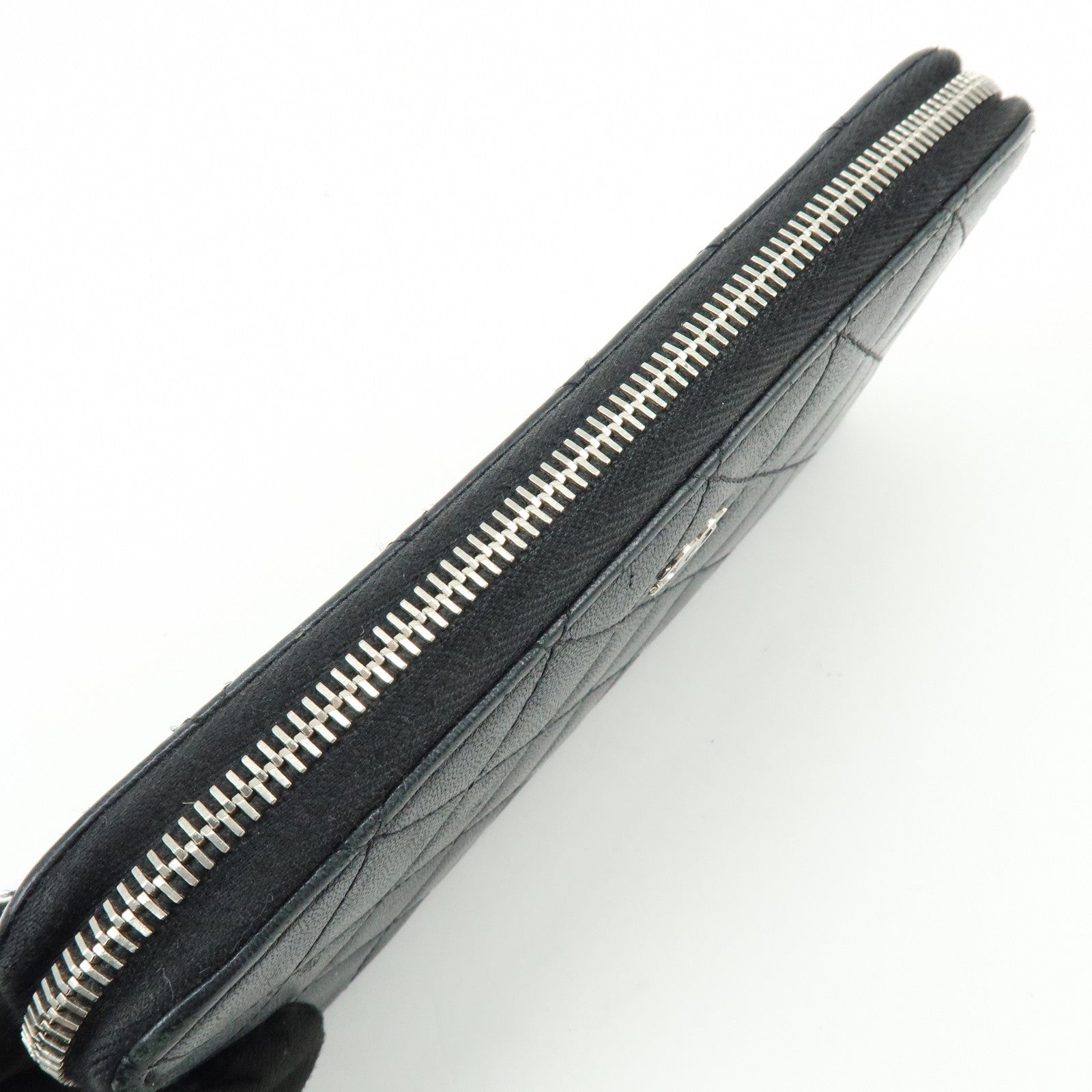 CHANEL Matelasse COCO Mark Round Zippy Long Wallet Black A50097