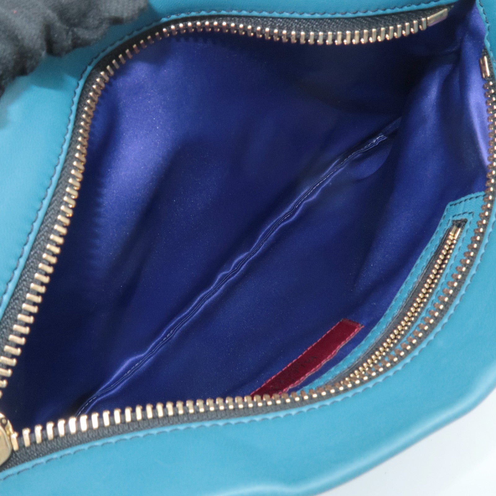 VALENTINO Leather Ribbon Clutch Bag Hand Bag Pouch Blue Used
