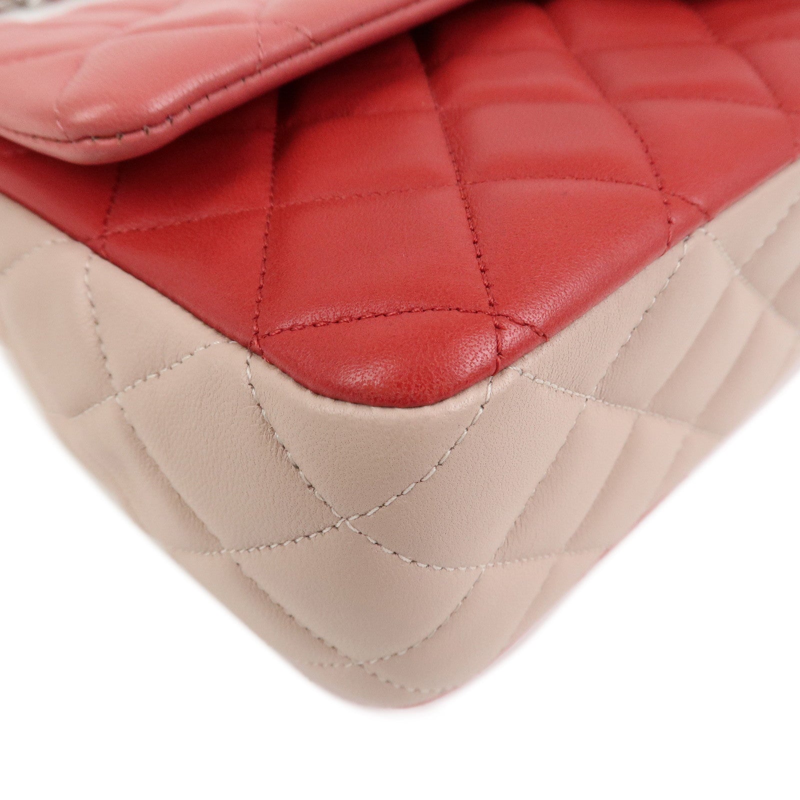 CHANEL Matelasse 25 Lamb Skin Chain Shoulder Bag Pink Red A90214