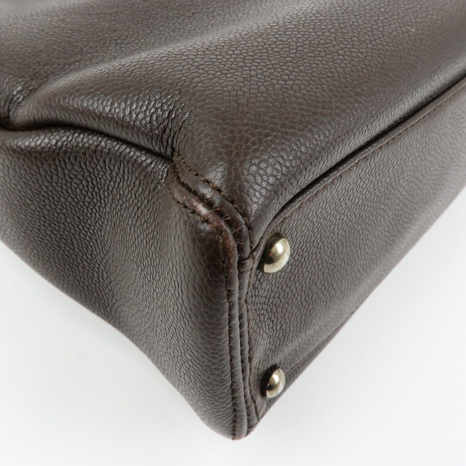 CHANEL COCO Mark Caviarskin Tote Bag Hand Bag Shoulder Bag Brown
