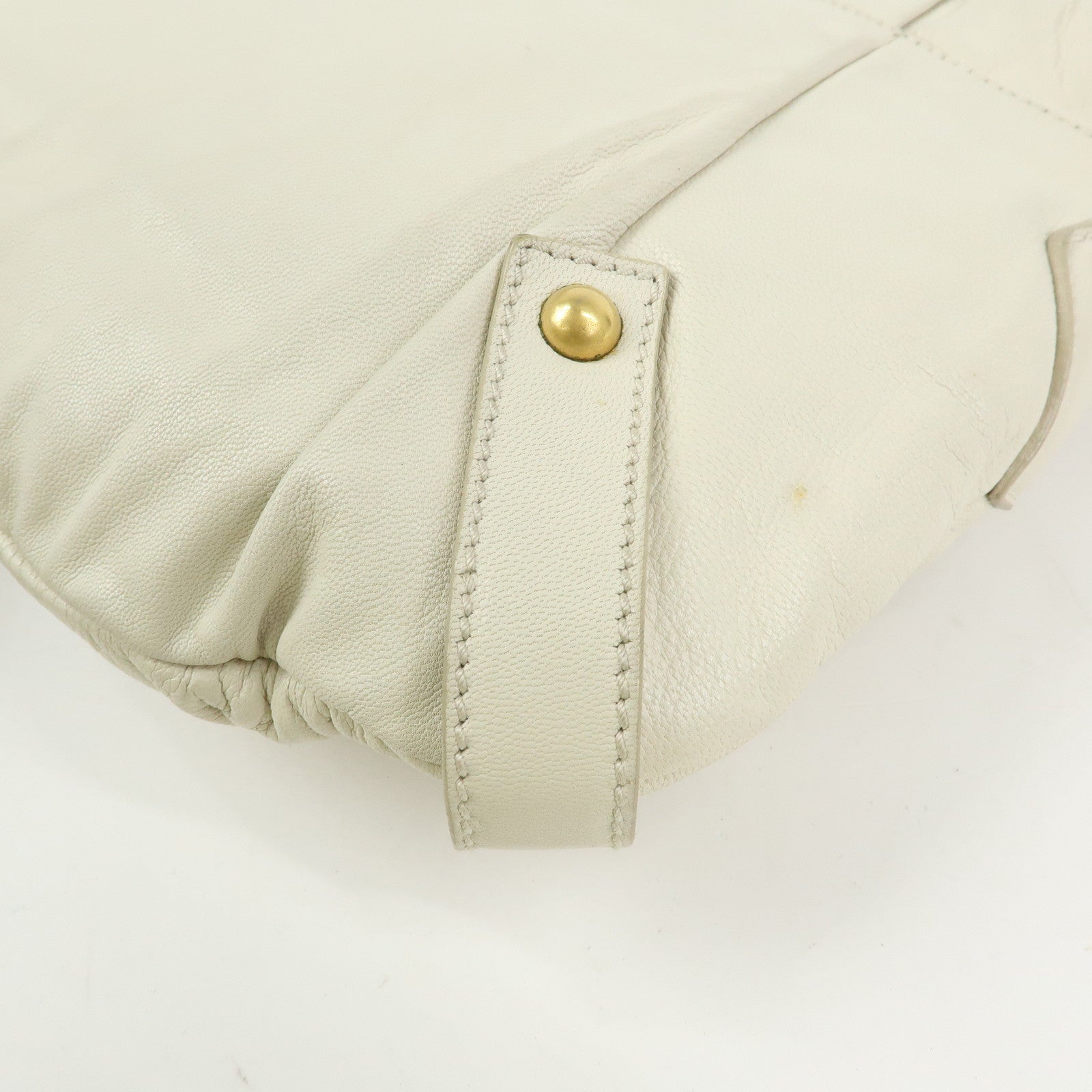 SAINT LAURENT PARIS YSL Ribbon Leather Shoulder Bag Ivory 151216