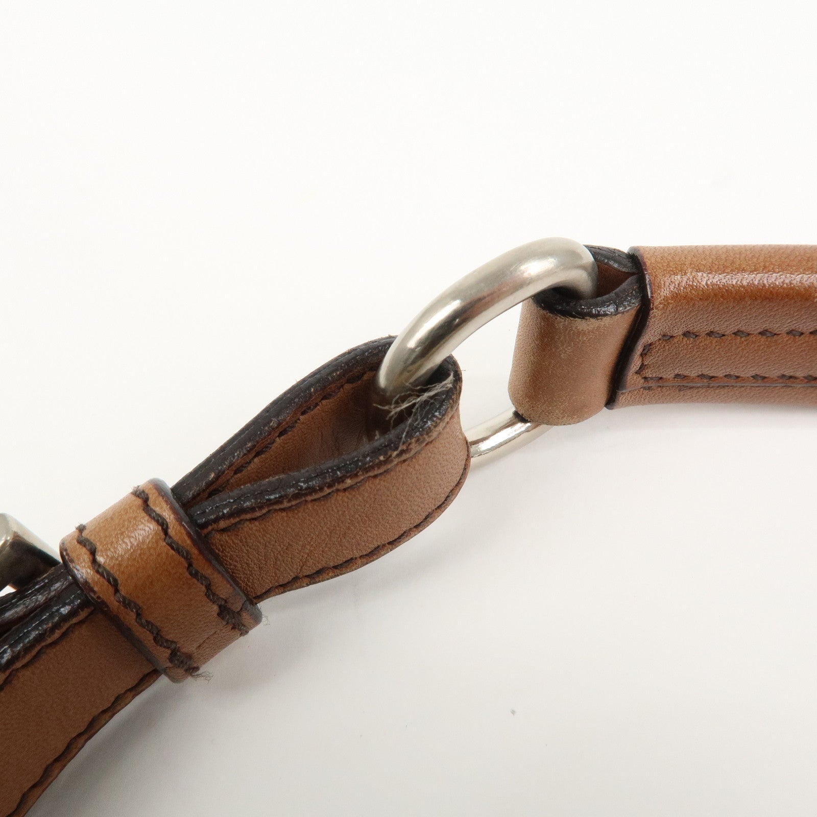 PRADA Triangle Logo Nylon Shoulder Bag Brown BR2205