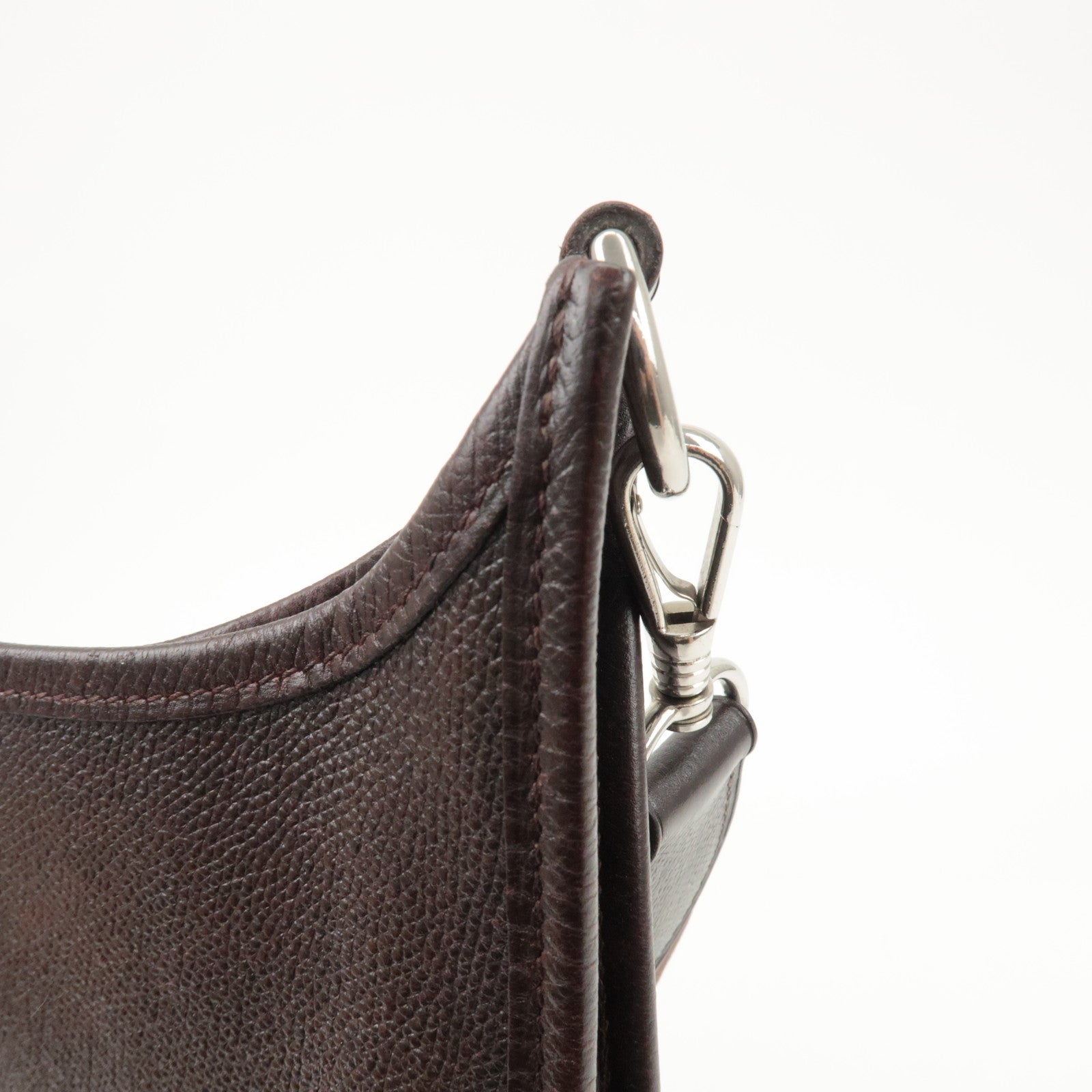 HERMES Evelyn 1GM H Engraved Leather Shoulder Bag Brown Used