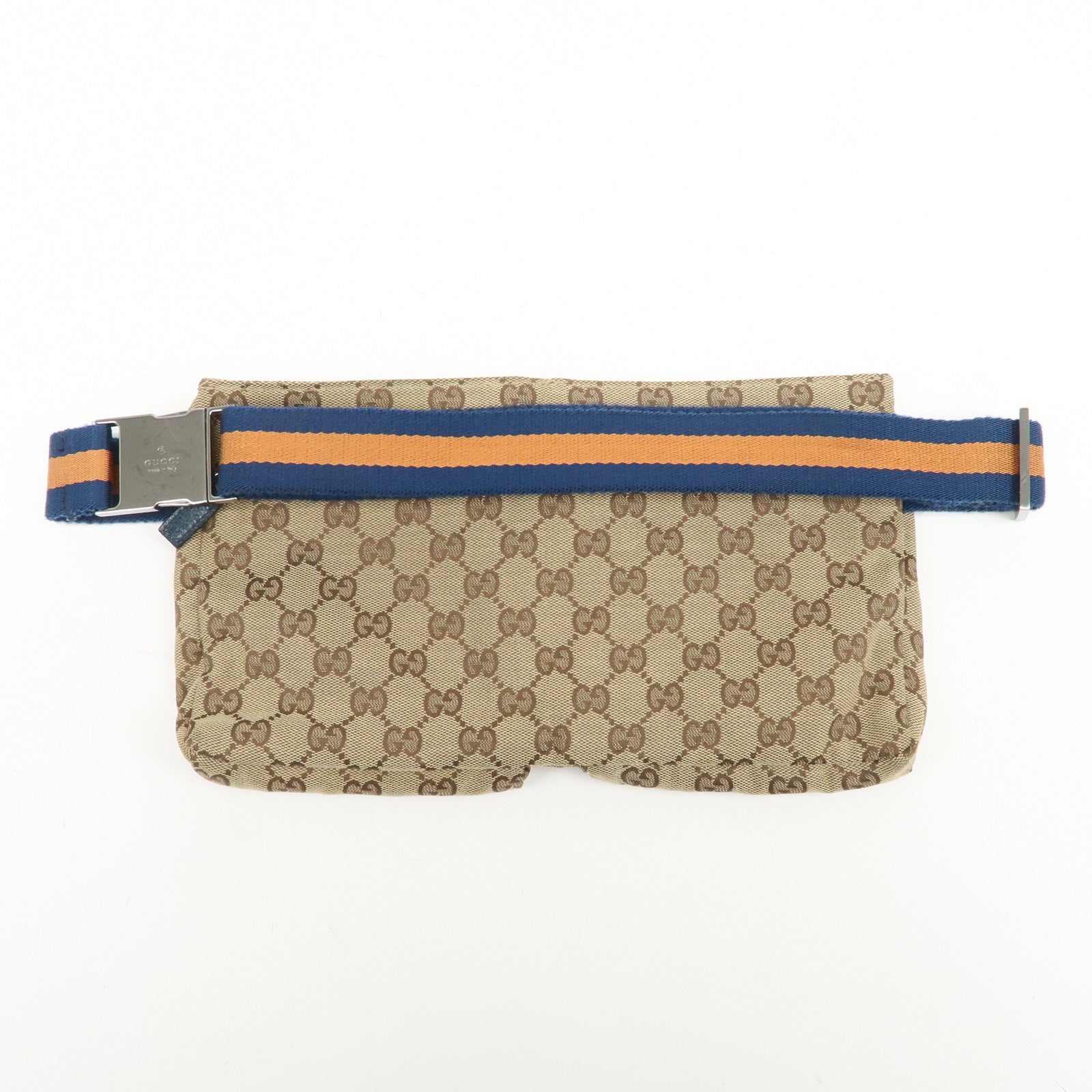 GUCCI Sherry GG Canvas Leather Waist Bag Crossbody Bag Brown 28566